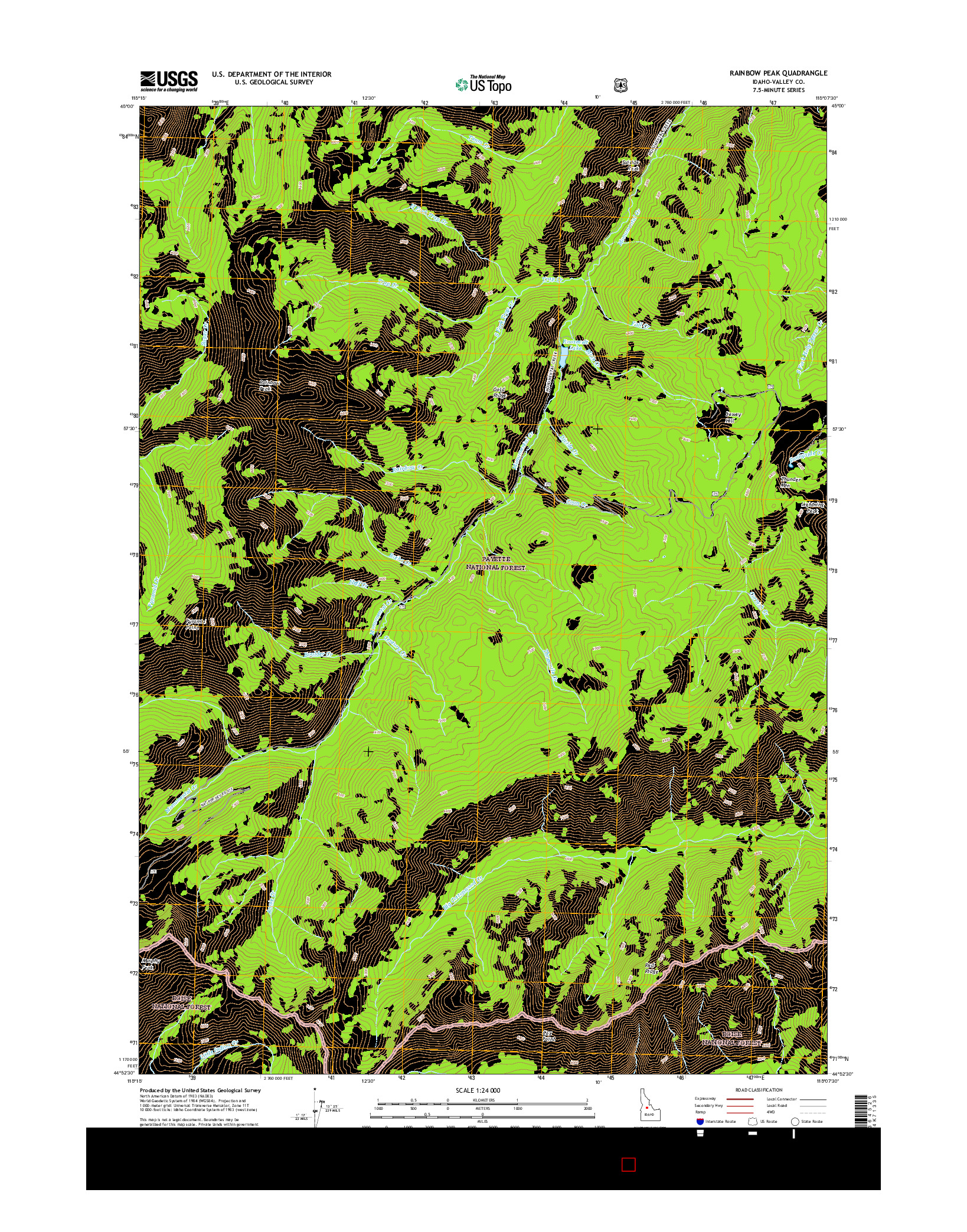 USGS US TOPO 7.5-MINUTE MAP FOR RAINBOW PEAK, ID 2017