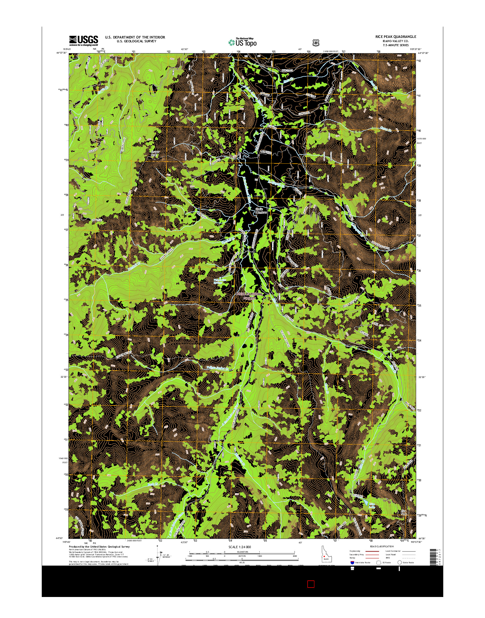 USGS US TOPO 7.5-MINUTE MAP FOR RICE PEAK, ID 2017