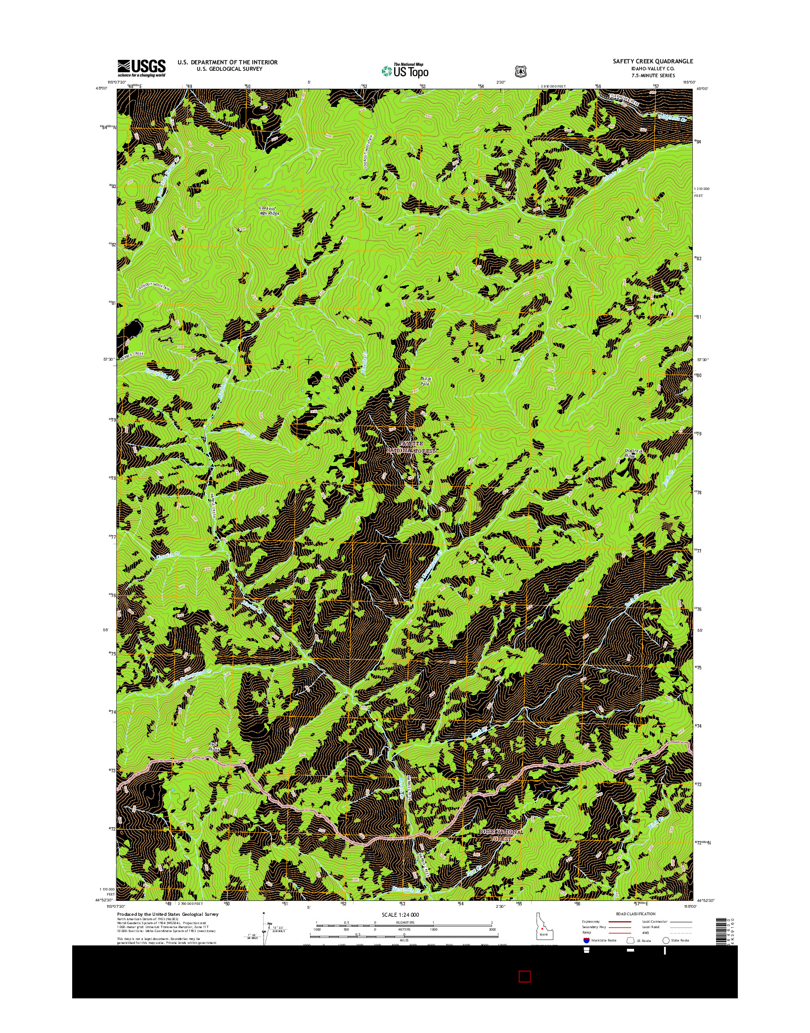 USGS US TOPO 7.5-MINUTE MAP FOR SAFETY CREEK, ID 2017