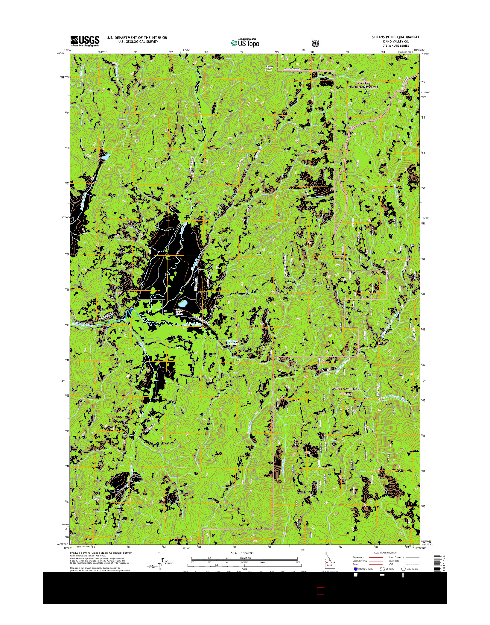 USGS US TOPO 7.5-MINUTE MAP FOR SLOANS POINT, ID 2017