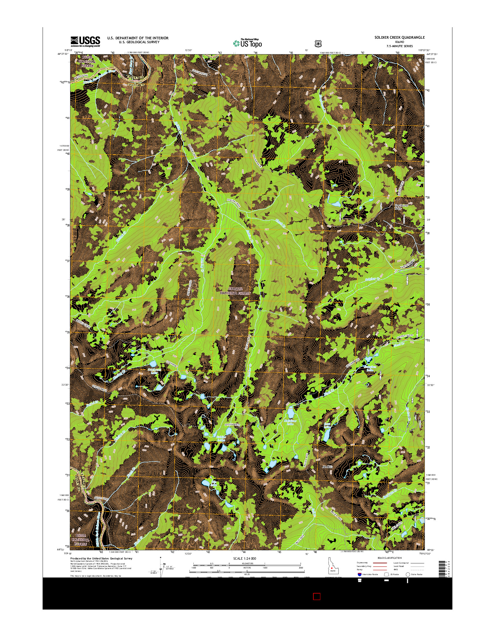 USGS US TOPO 7.5-MINUTE MAP FOR SOLDIER CREEK, ID 2017