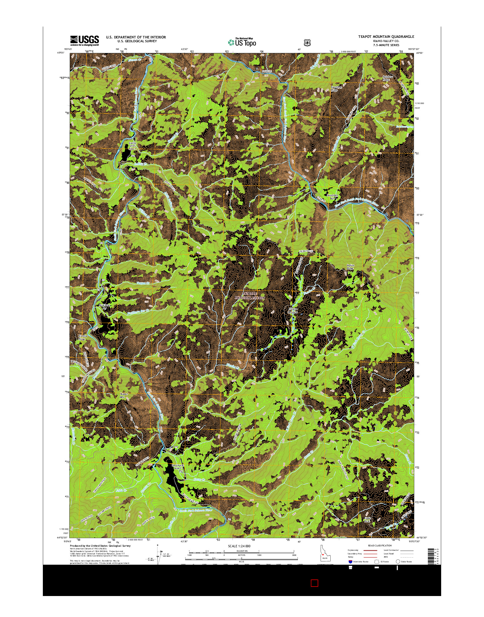 USGS US TOPO 7.5-MINUTE MAP FOR TEAPOT MOUNTAIN, ID 2017