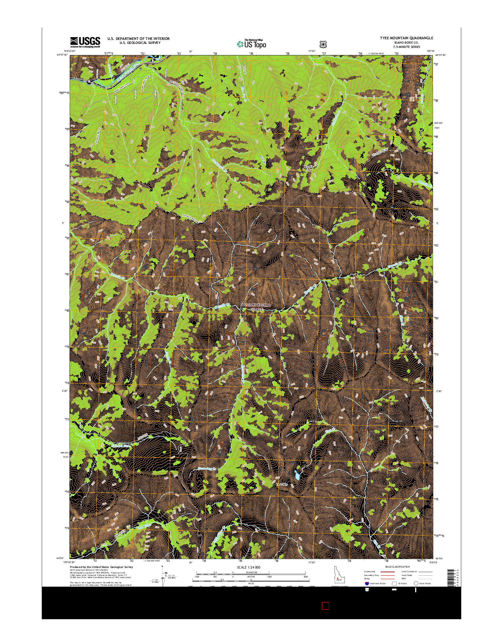 USGS US TOPO 7.5-MINUTE MAP FOR TYEE MOUNTAIN, ID 2017