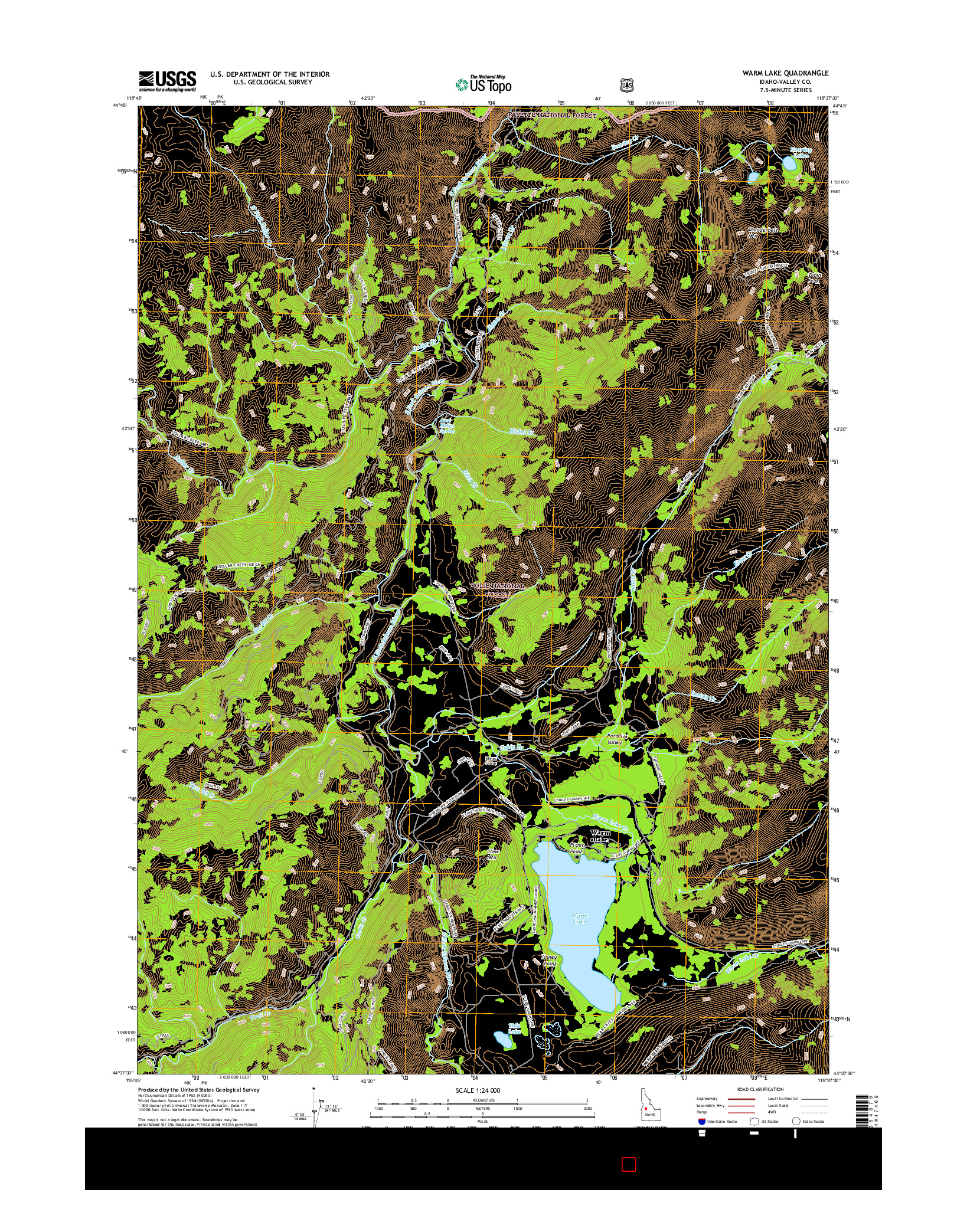 USGS US TOPO 7.5-MINUTE MAP FOR WARM LAKE, ID 2017