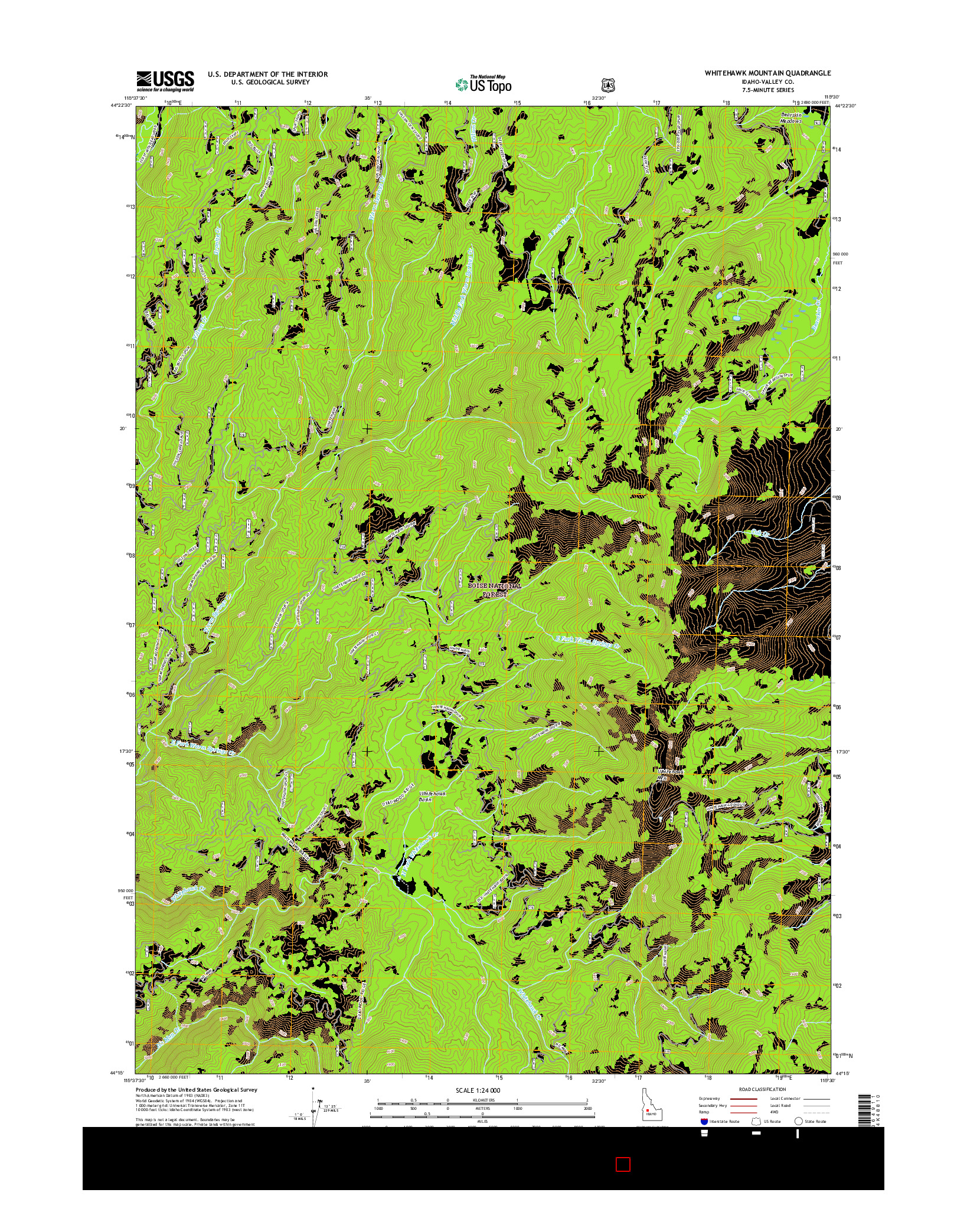 USGS US TOPO 7.5-MINUTE MAP FOR WHITEHAWK MOUNTAIN, ID 2017