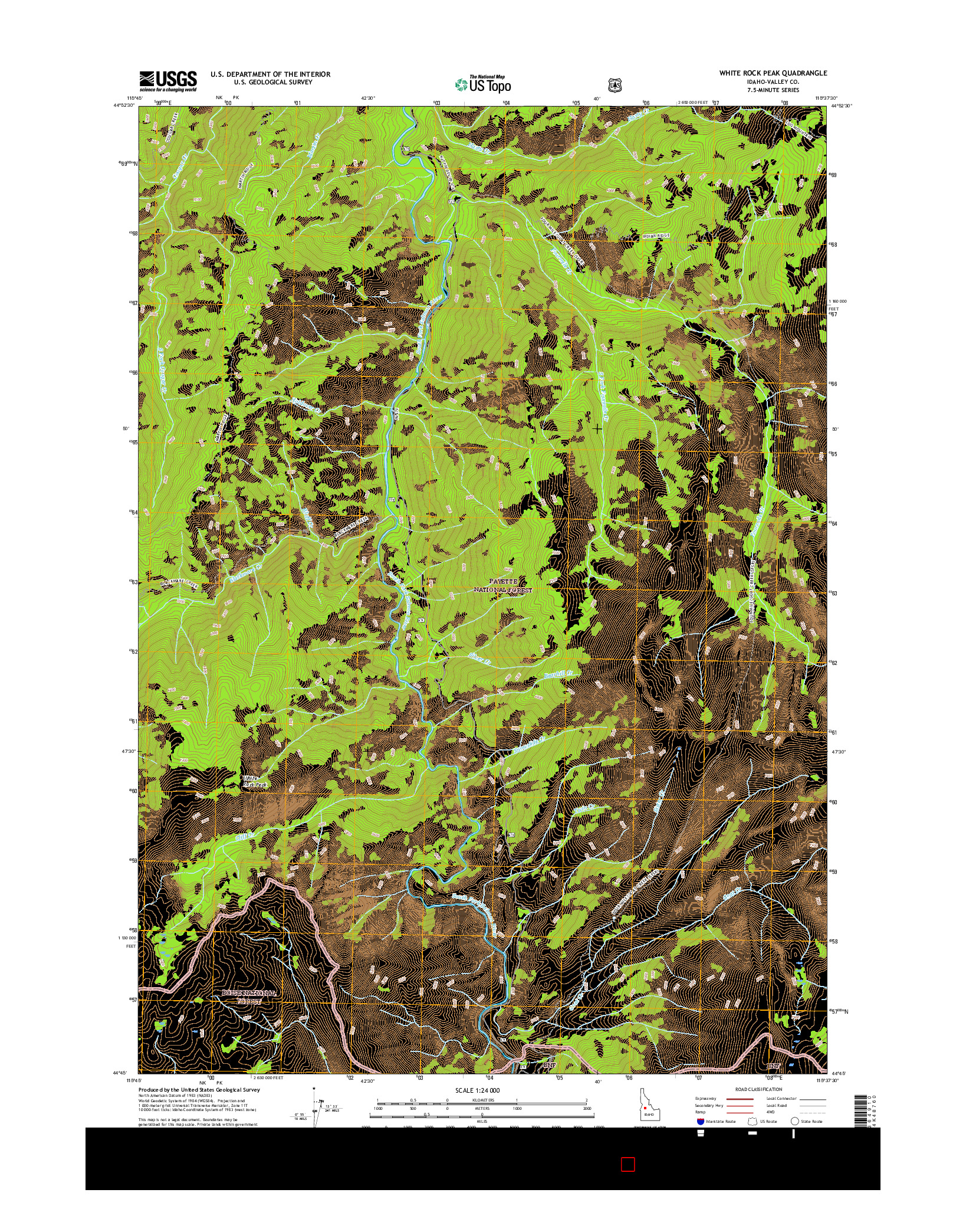 USGS US TOPO 7.5-MINUTE MAP FOR WHITE ROCK PEAK, ID 2017