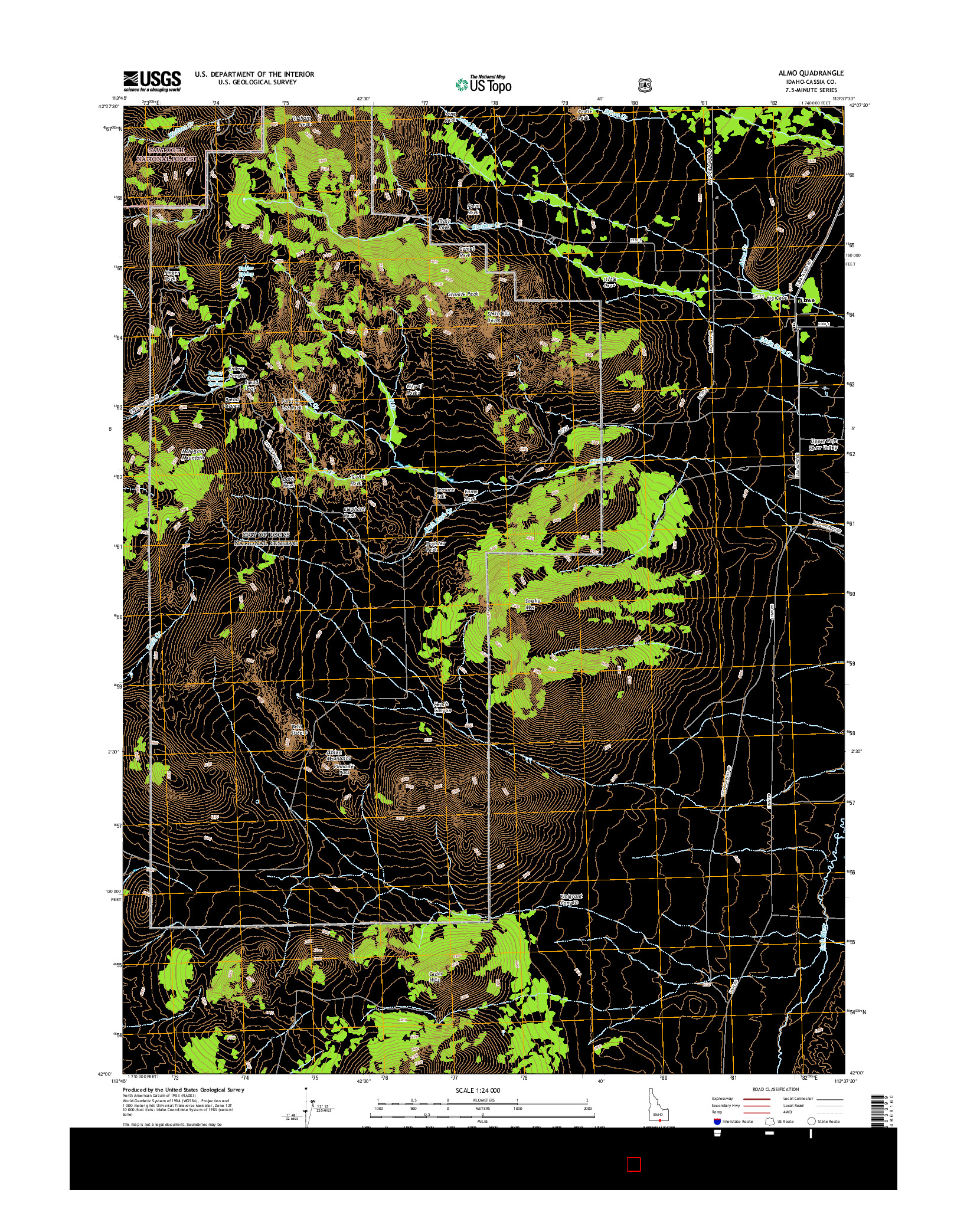 USGS US TOPO 7.5-MINUTE MAP FOR ALMO, ID 2017