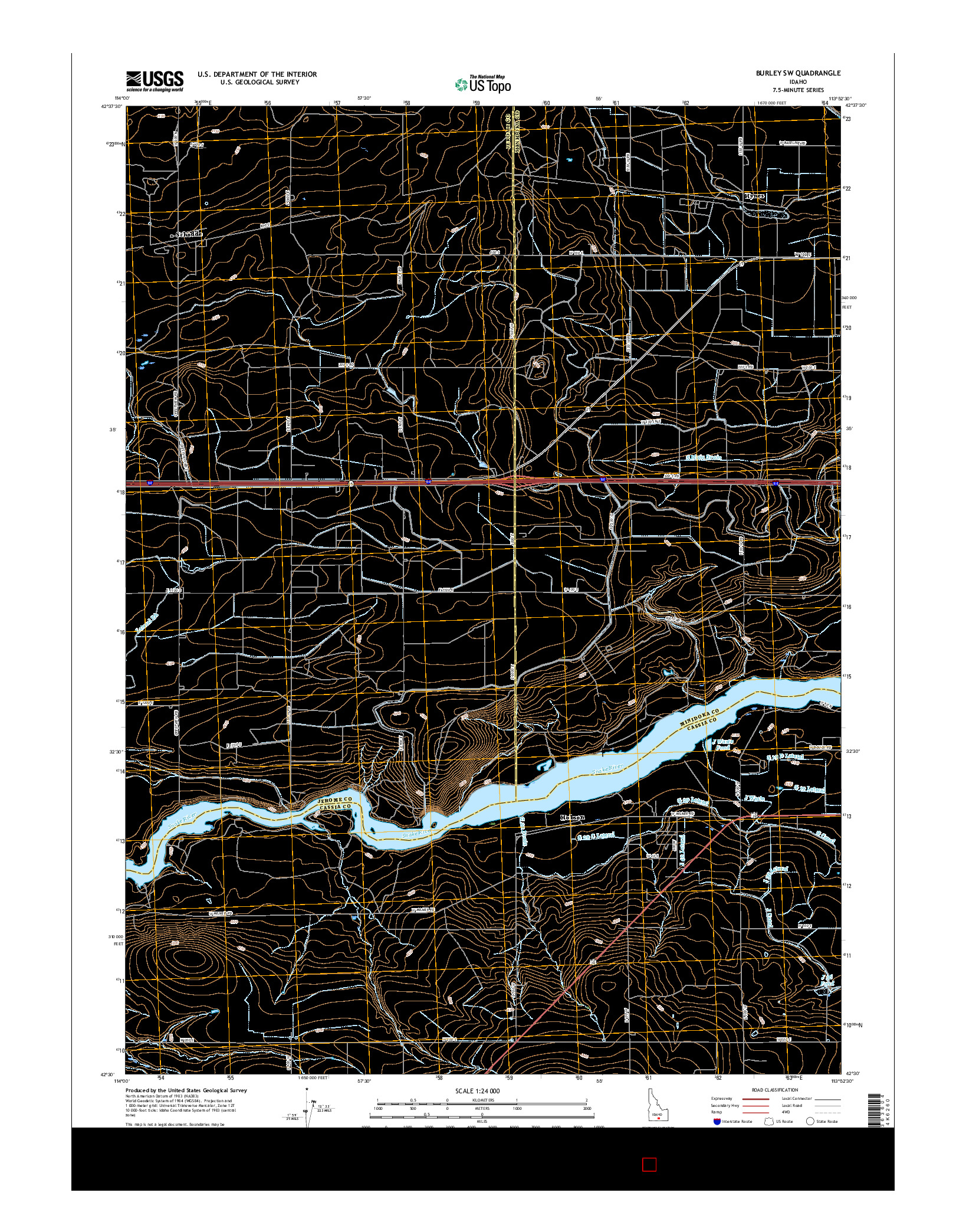 USGS US TOPO 7.5-MINUTE MAP FOR BURLEY SW, ID 2017