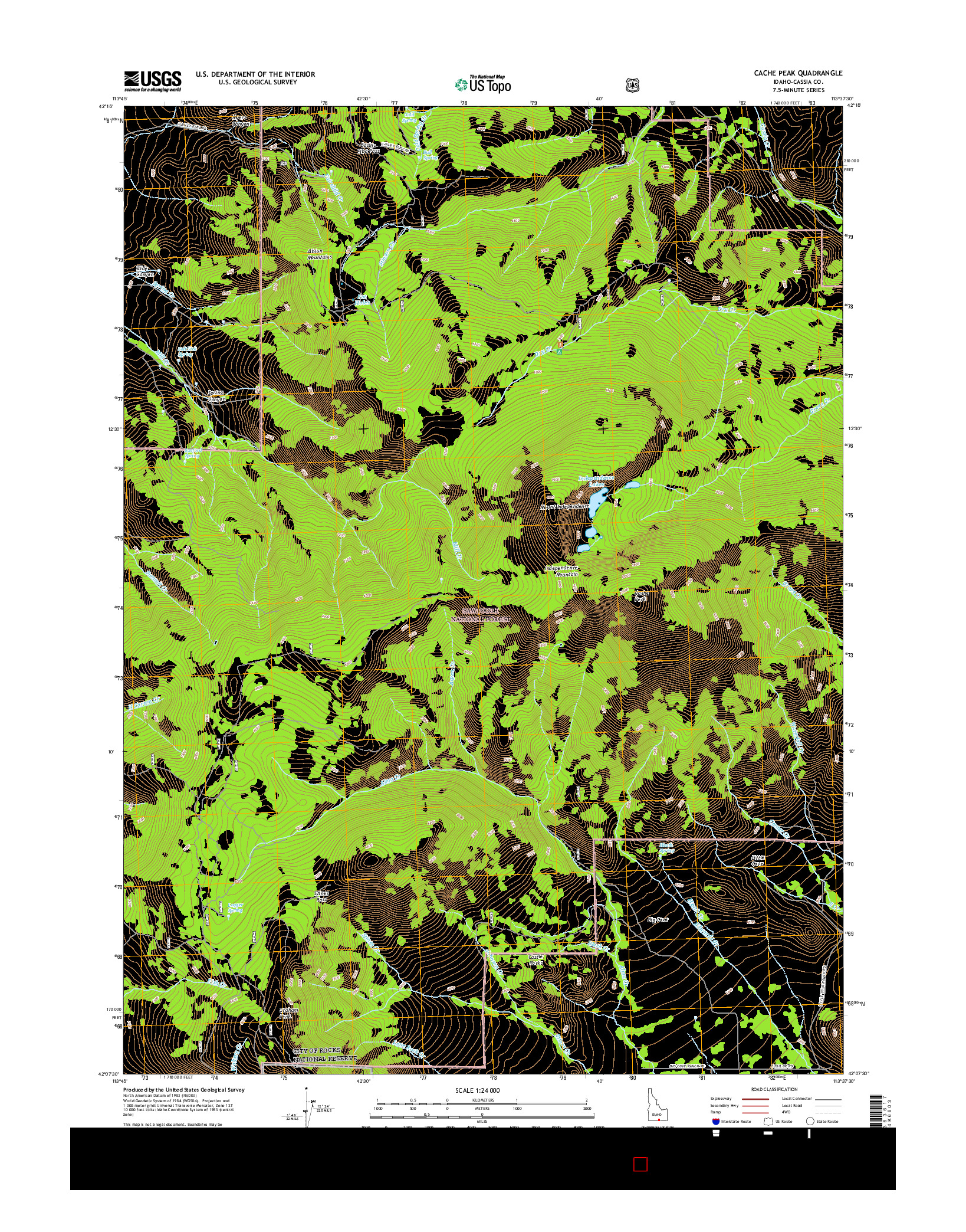 USGS US TOPO 7.5-MINUTE MAP FOR CACHE PEAK, ID 2017