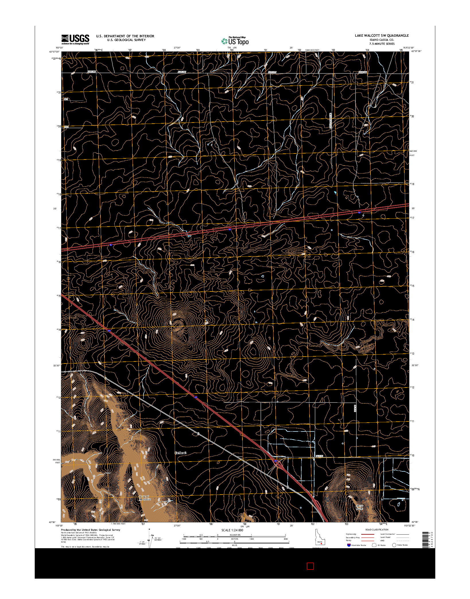 USGS US TOPO 7.5-MINUTE MAP FOR LAKE WALCOTT SW, ID 2017
