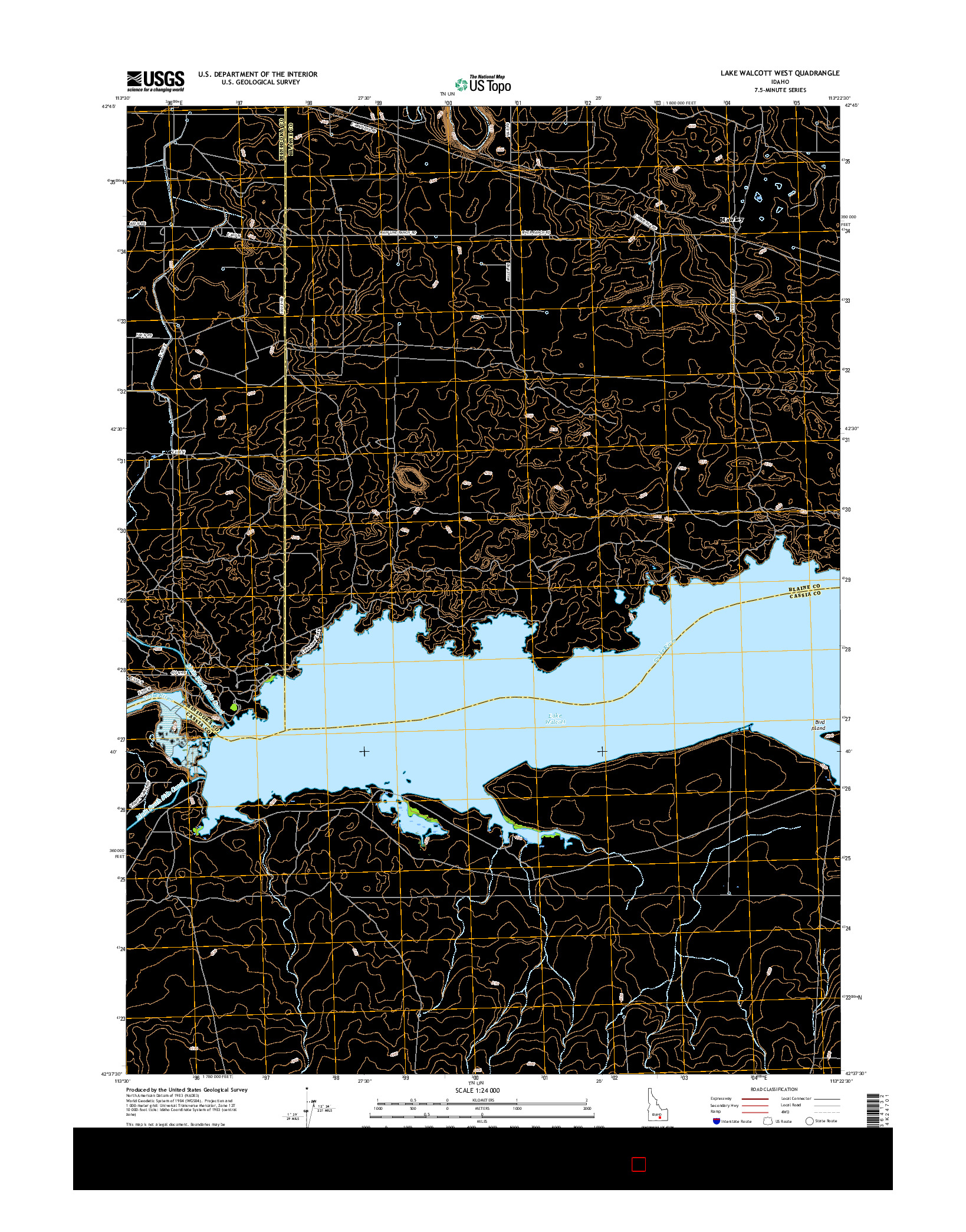 USGS US TOPO 7.5-MINUTE MAP FOR LAKE WALCOTT WEST, ID 2017