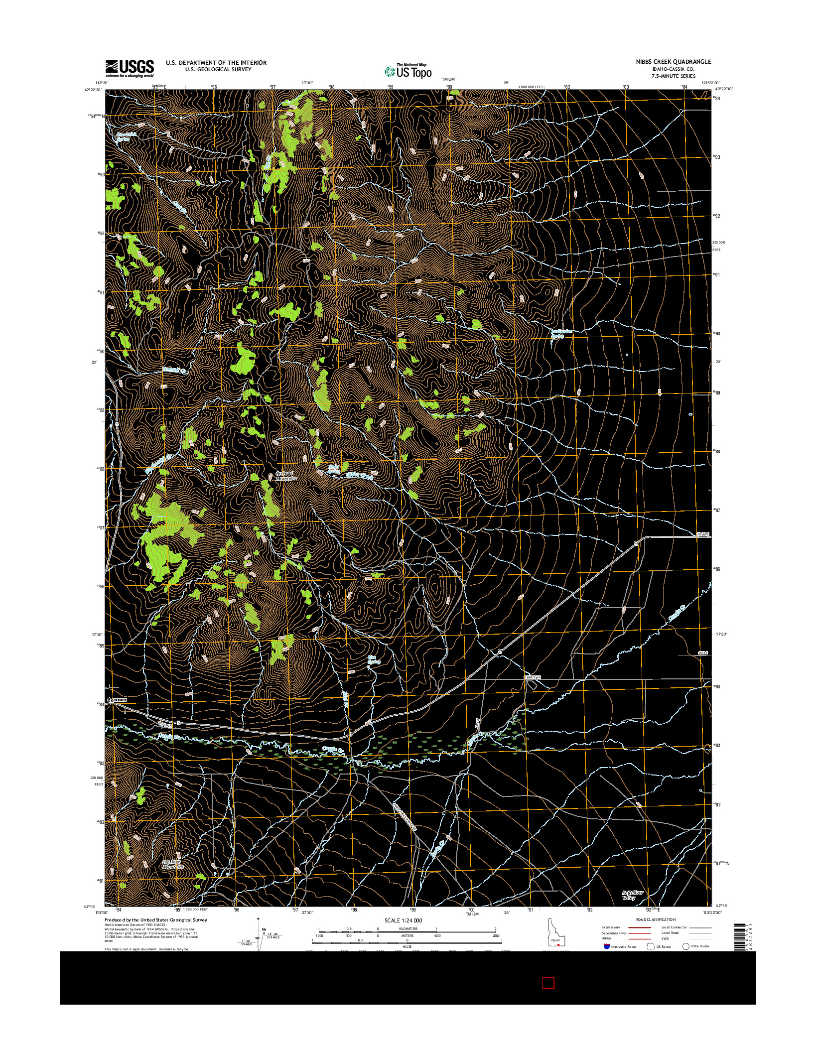 USGS US TOPO 7.5-MINUTE MAP FOR NIBBS CREEK, ID 2017