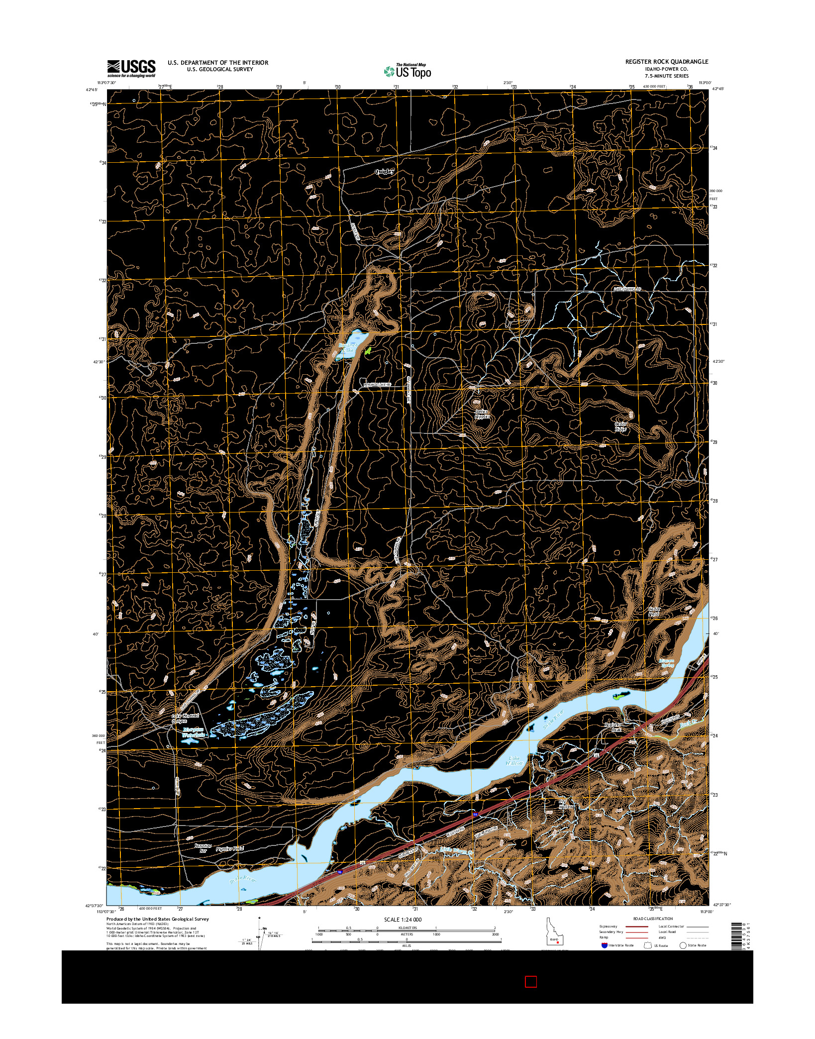 USGS US TOPO 7.5-MINUTE MAP FOR REGISTER ROCK, ID 2017