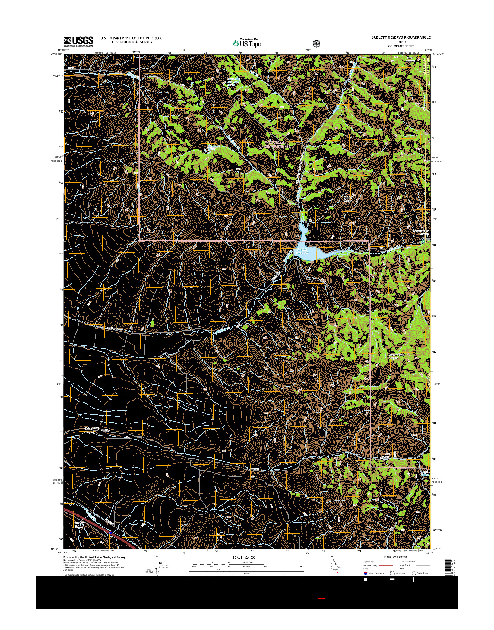 USGS US TOPO 7.5-MINUTE MAP FOR SUBLETT RESERVOIR, ID 2017