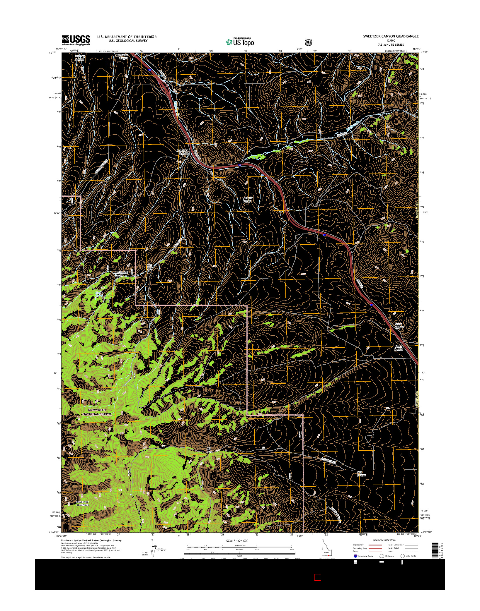 USGS US TOPO 7.5-MINUTE MAP FOR SWEETZER CANYON, ID 2017