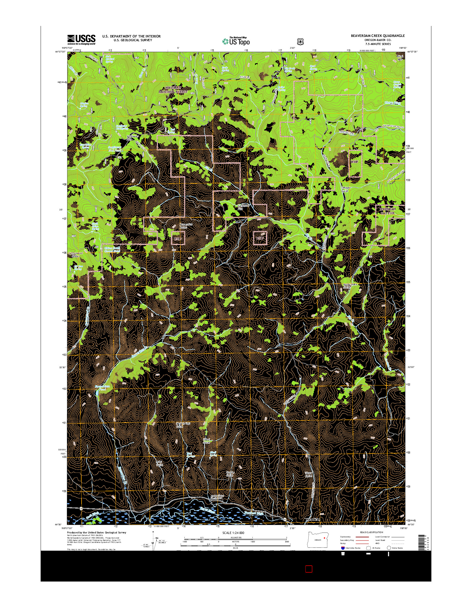 USGS US TOPO 7.5-MINUTE MAP FOR BEAVERDAM CREEK, OR 2017