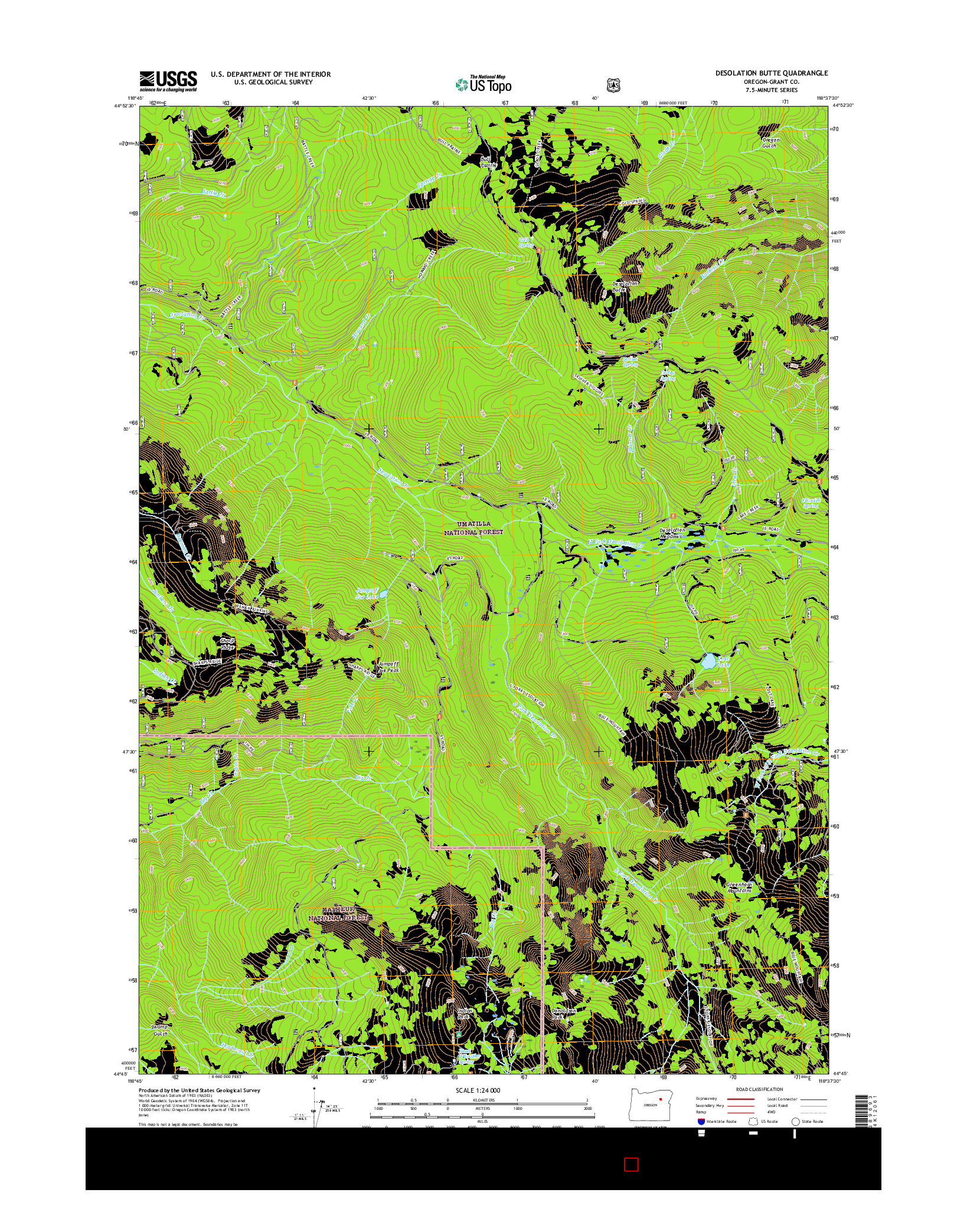 USGS US TOPO 7.5-MINUTE MAP FOR DESOLATION BUTTE, OR 2017