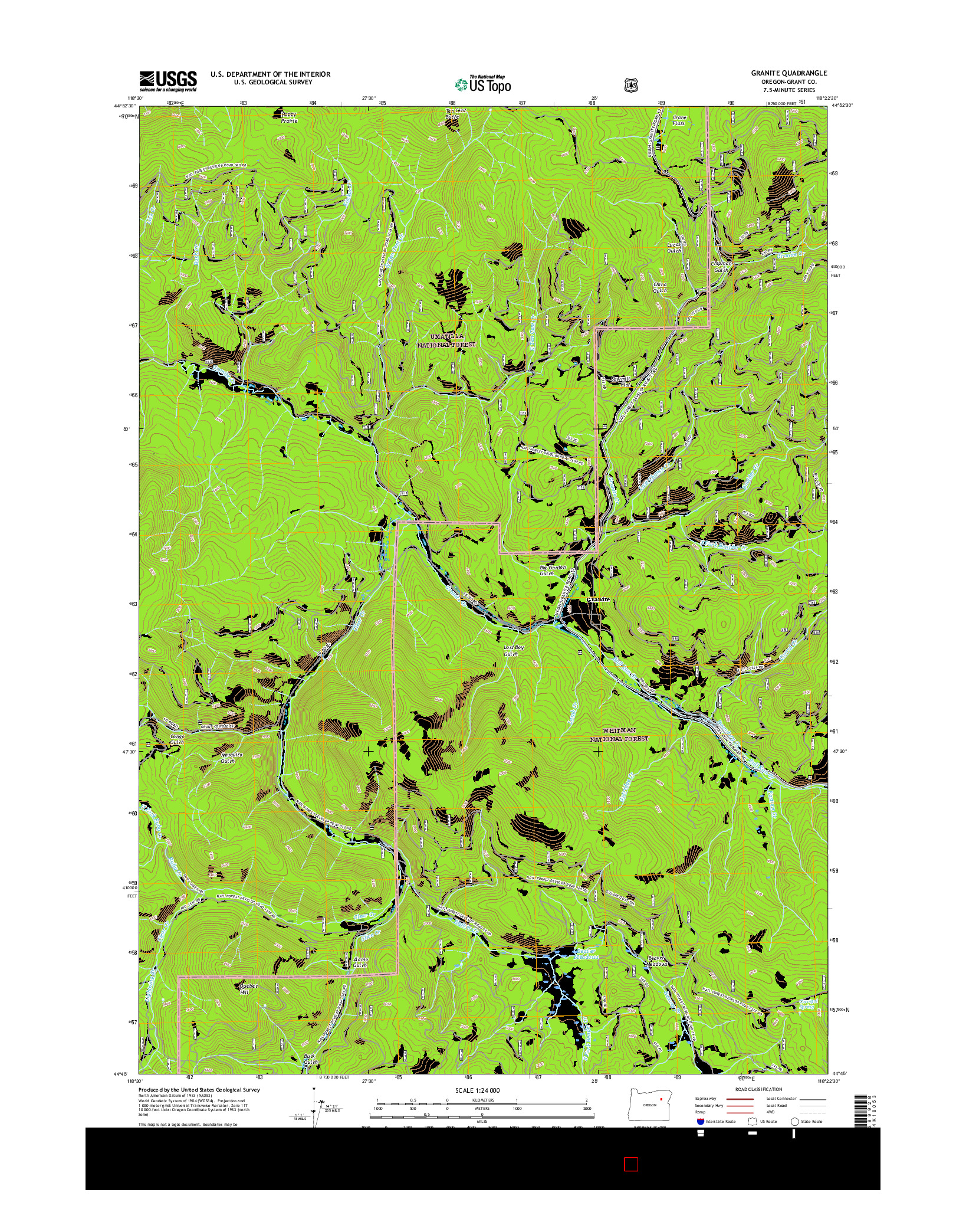 USGS US TOPO 7.5-MINUTE MAP FOR GRANITE, OR 2017