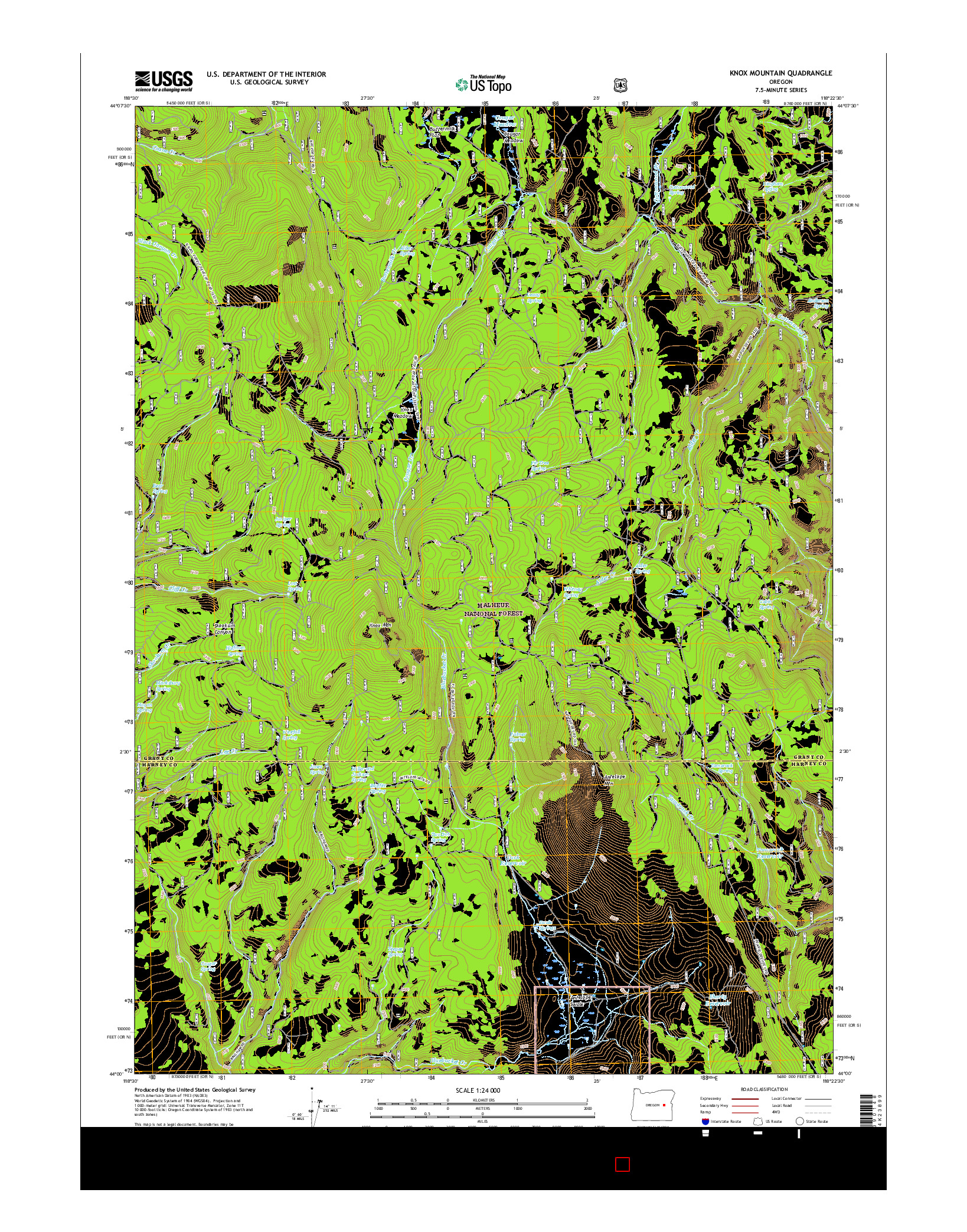 USGS US TOPO 7.5-MINUTE MAP FOR KNOX MOUNTAIN, OR 2017