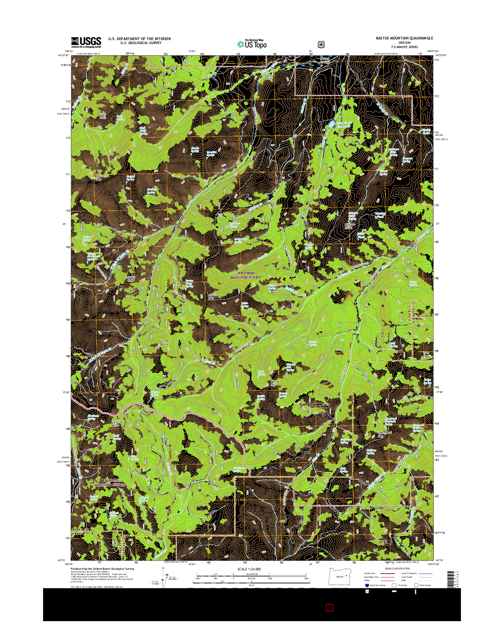 USGS US TOPO 7.5-MINUTE MAP FOR RASTUS MOUNTAIN, OR 2017