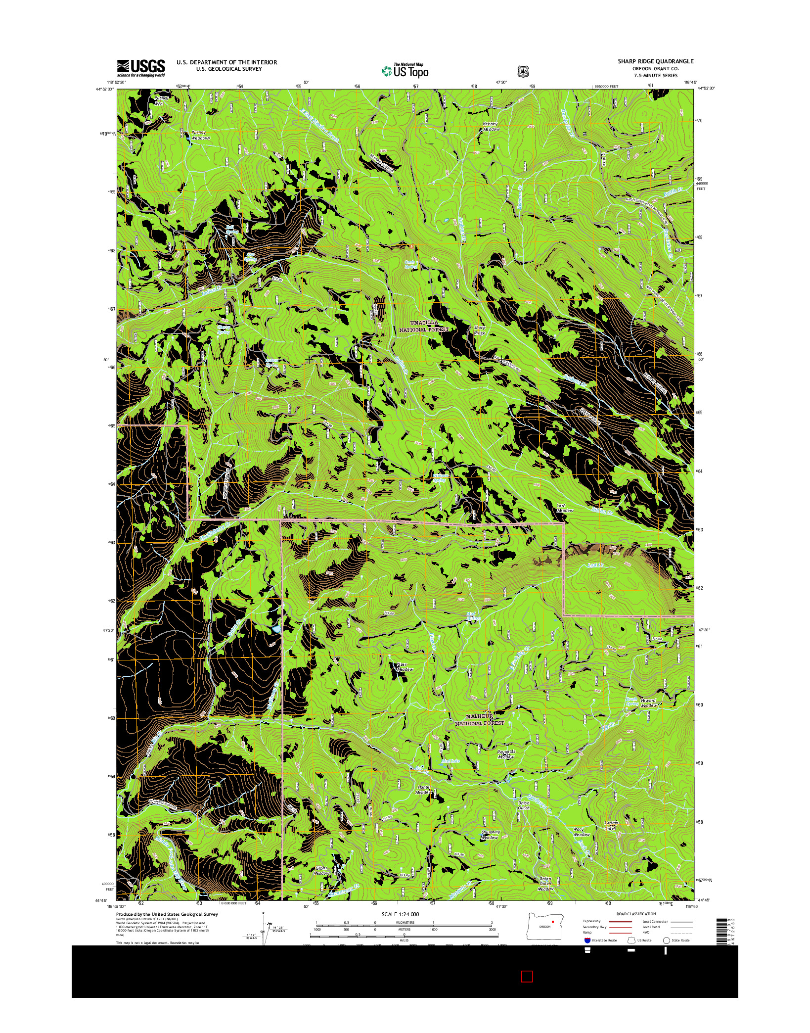 USGS US TOPO 7.5-MINUTE MAP FOR SHARP RIDGE, OR 2017