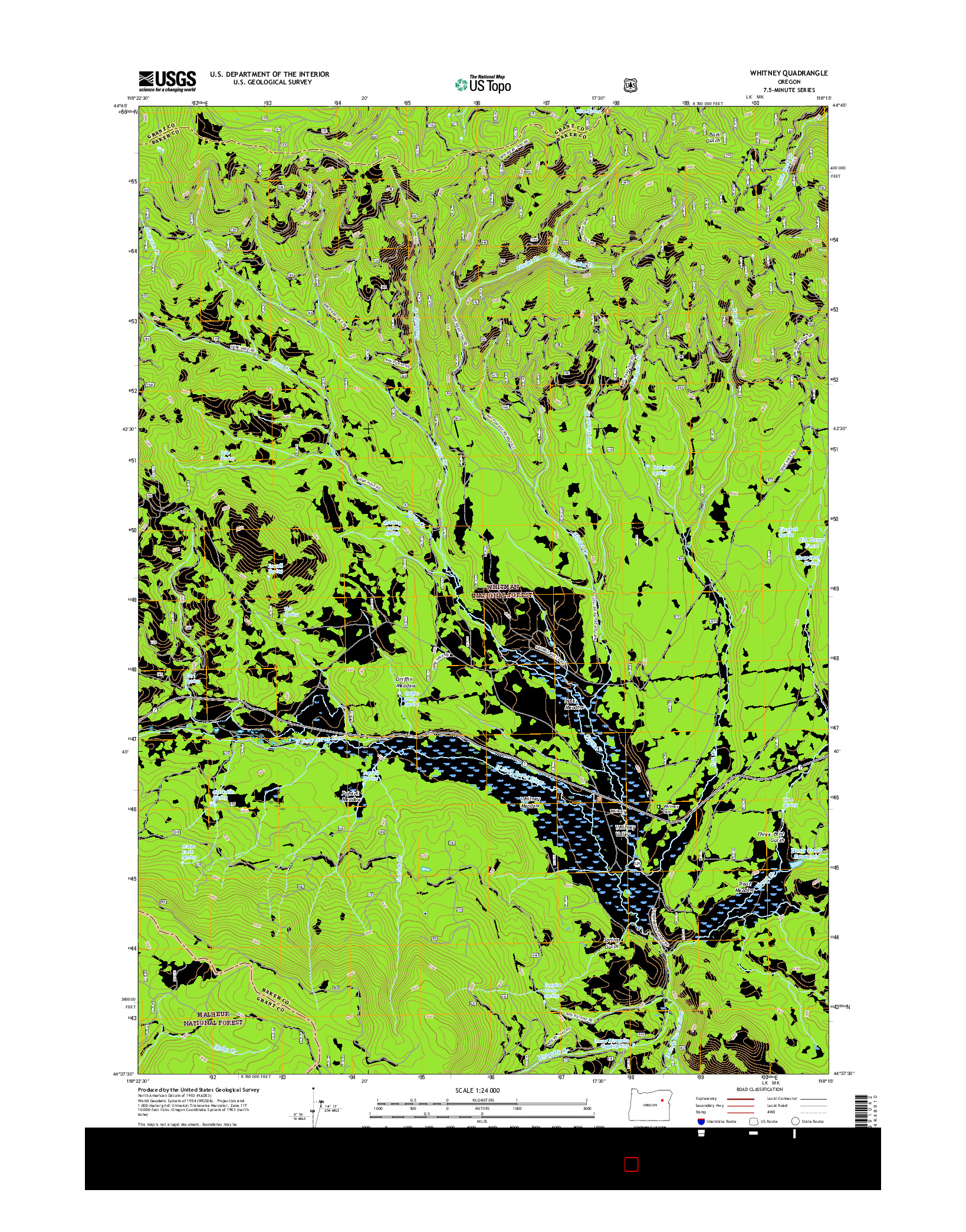 USGS US TOPO 7.5-MINUTE MAP FOR WHITNEY, OR 2017