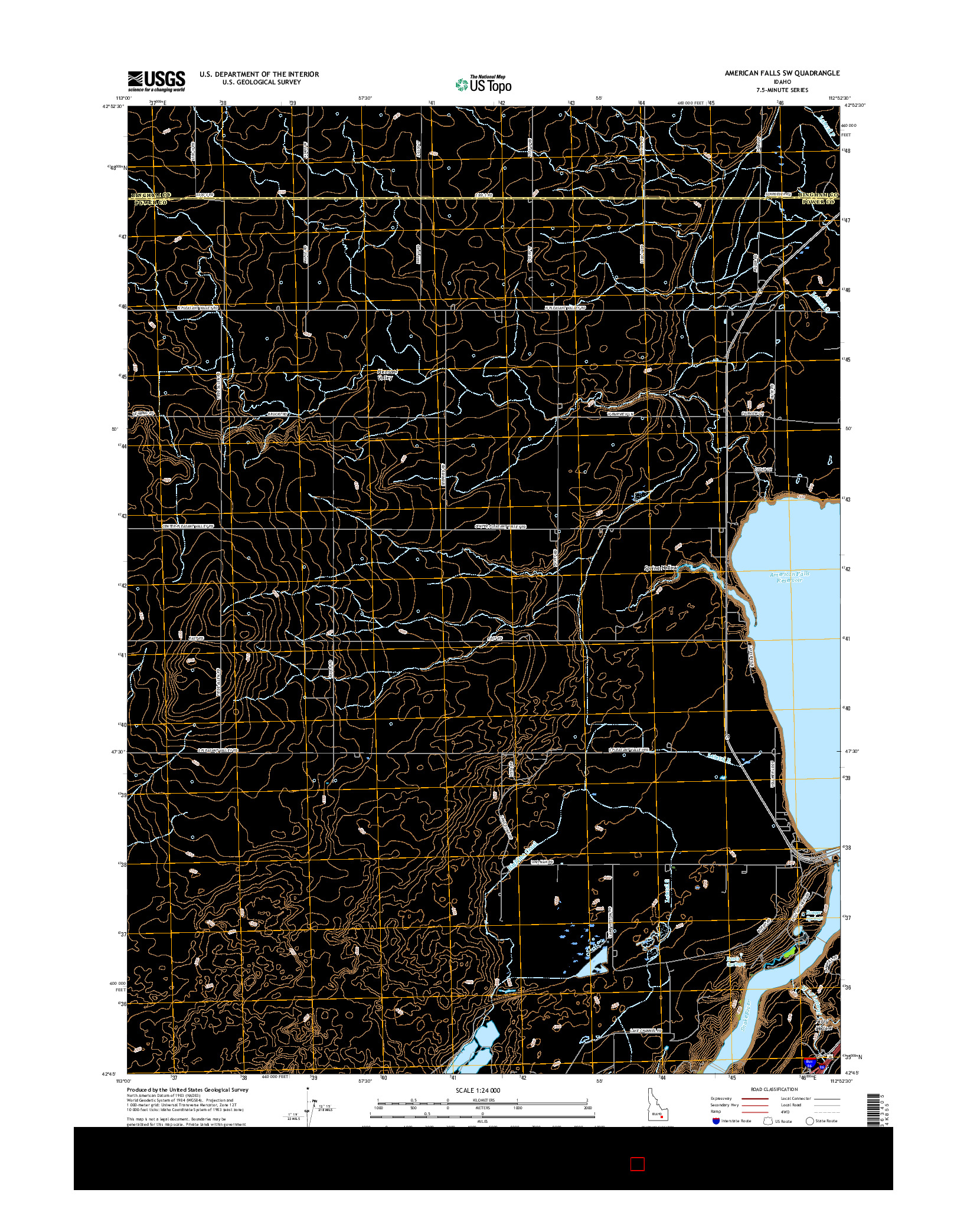 USGS US TOPO 7.5-MINUTE MAP FOR AMERICAN FALLS SW, ID 2017