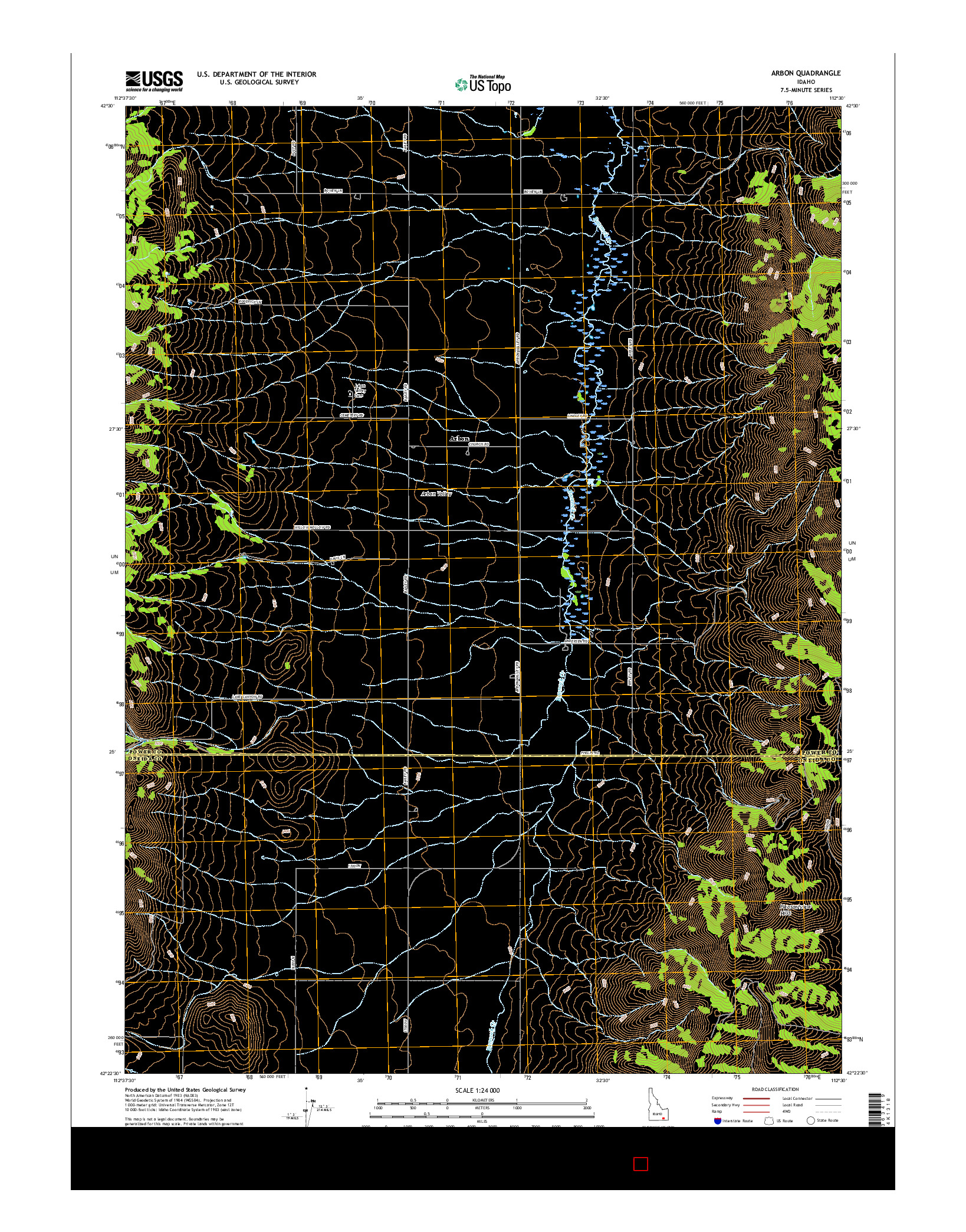 USGS US TOPO 7.5-MINUTE MAP FOR ARBON, ID 2017