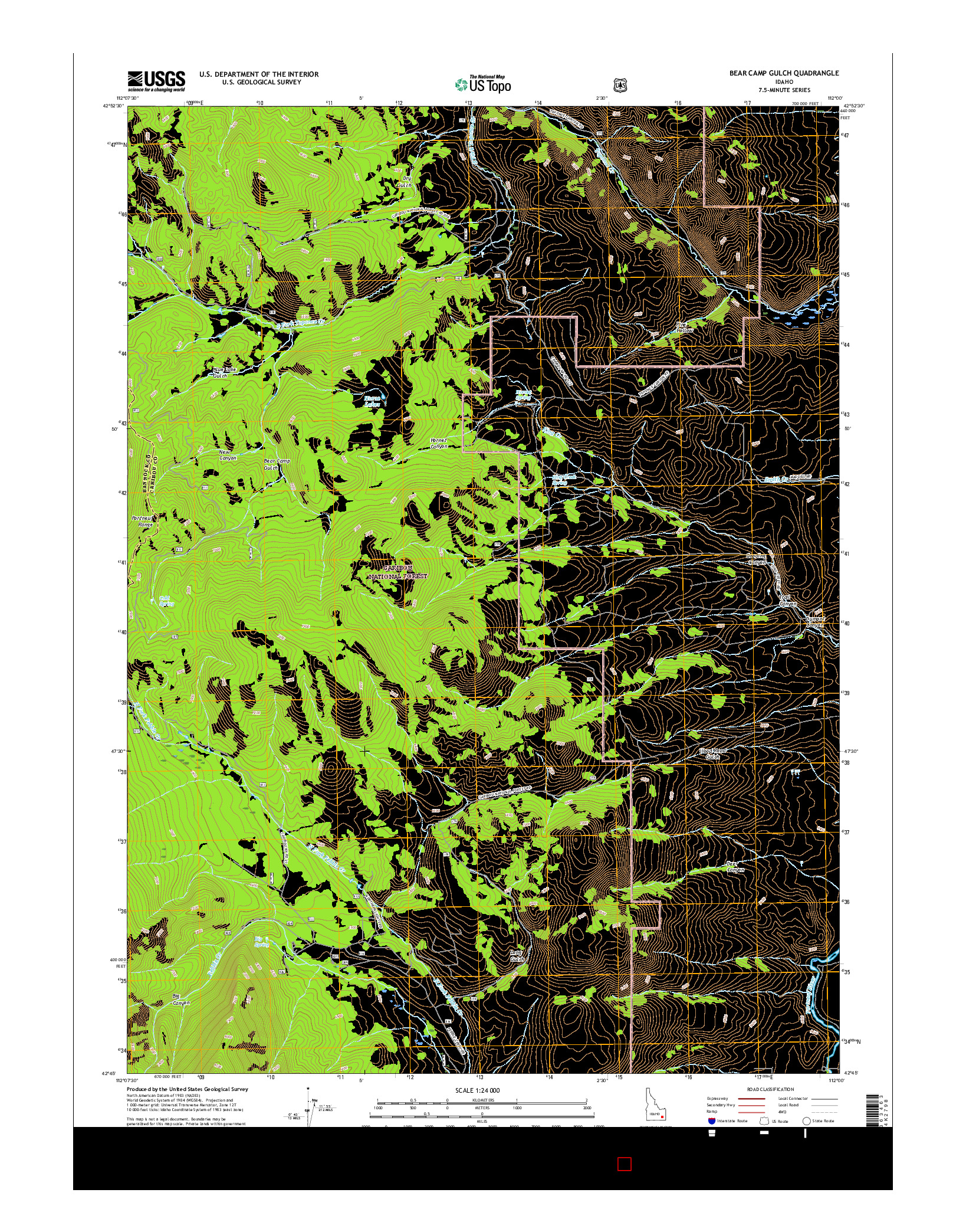 USGS US TOPO 7.5-MINUTE MAP FOR BEAR CAMP GULCH, ID 2017