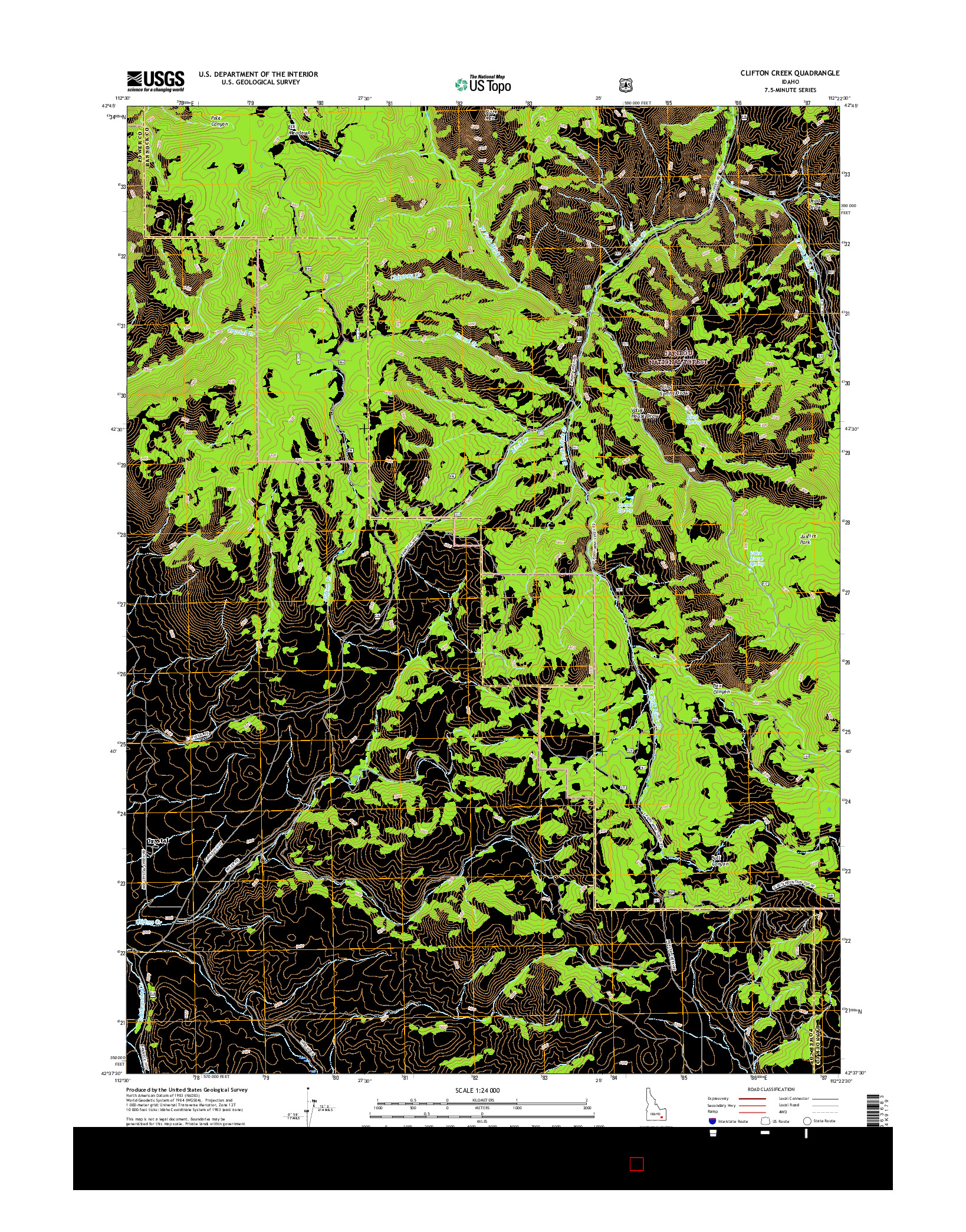 USGS US TOPO 7.5-MINUTE MAP FOR CLIFTON CREEK, ID 2017