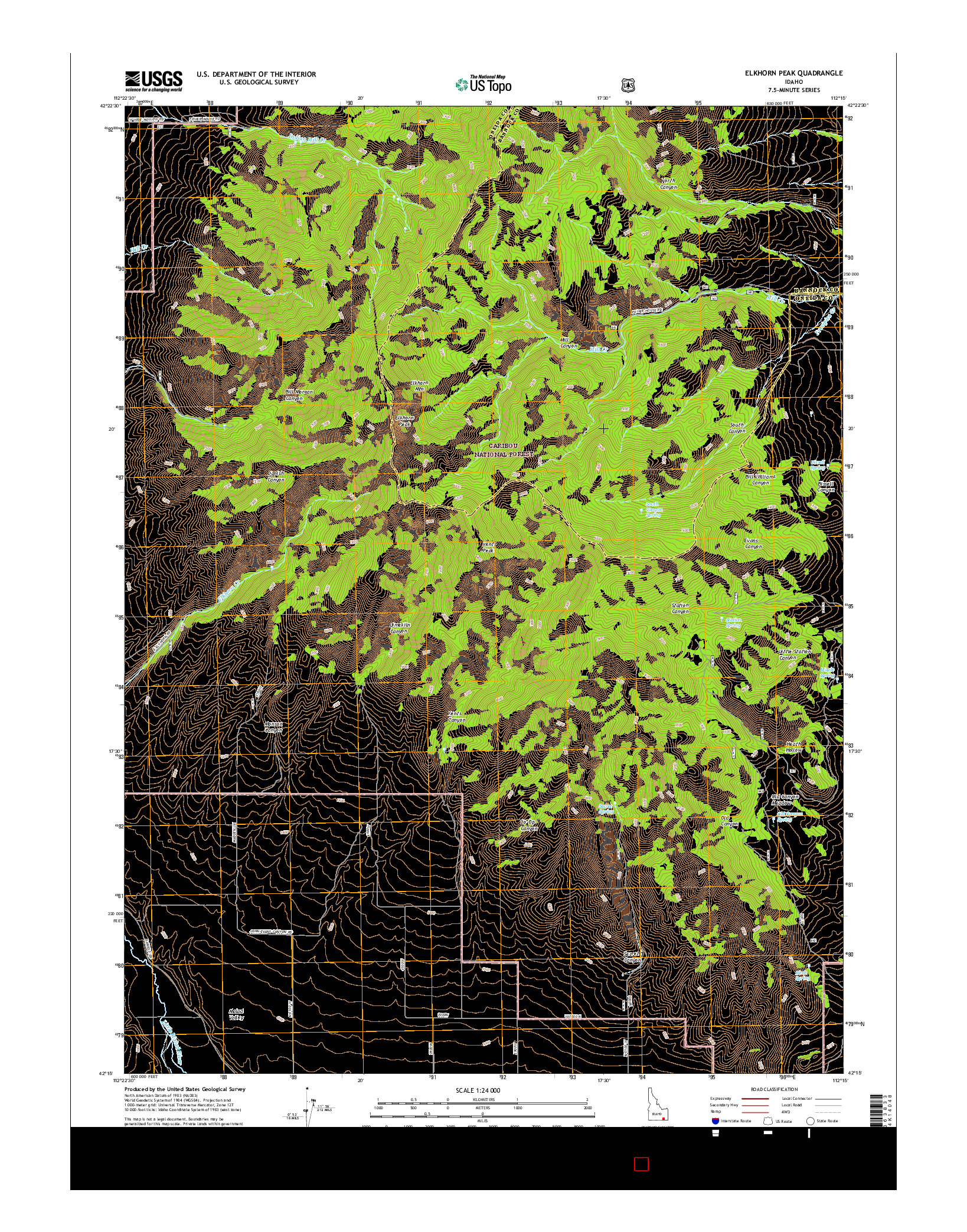 USGS US TOPO 7.5-MINUTE MAP FOR ELKHORN PEAK, ID 2017