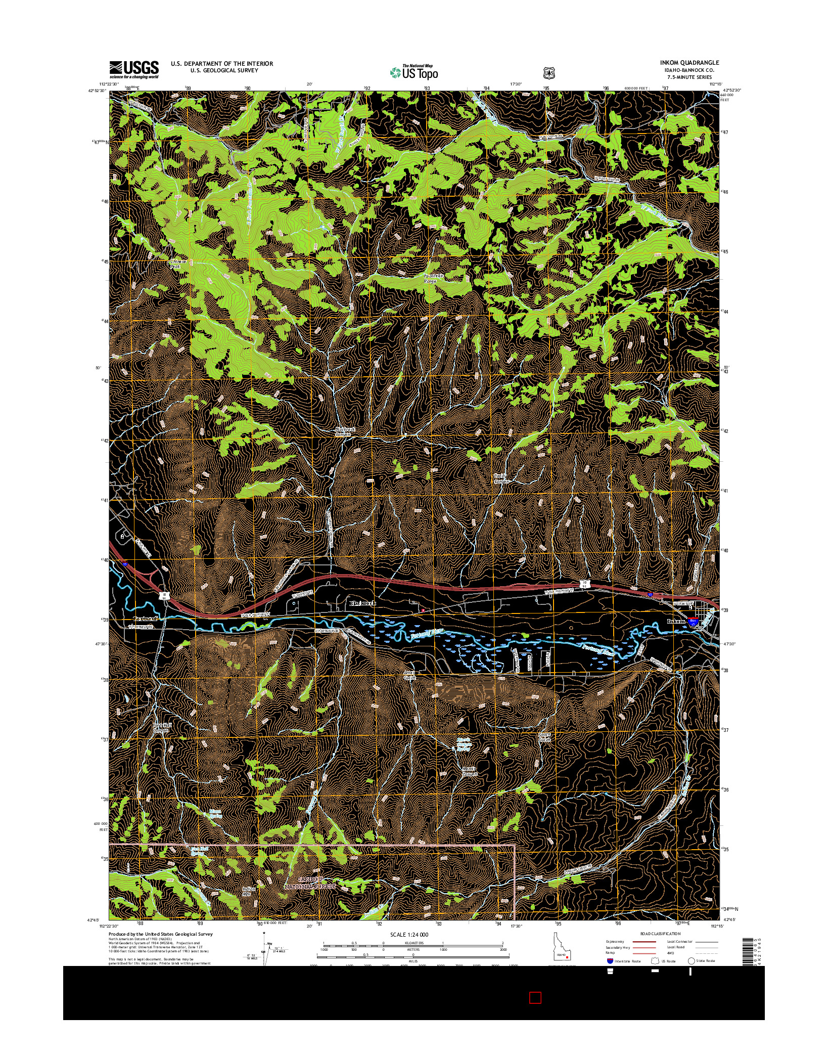 USGS US TOPO 7.5-MINUTE MAP FOR INKOM, ID 2017