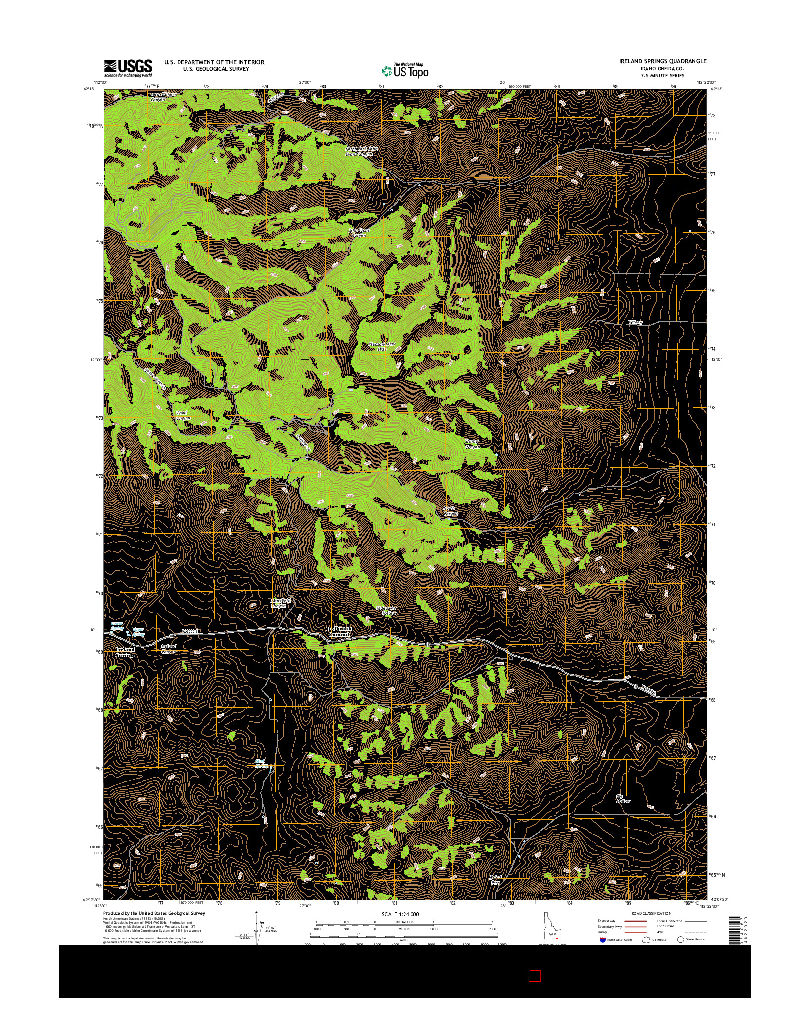 USGS US TOPO 7.5-MINUTE MAP FOR IRELAND SPRINGS, ID 2017