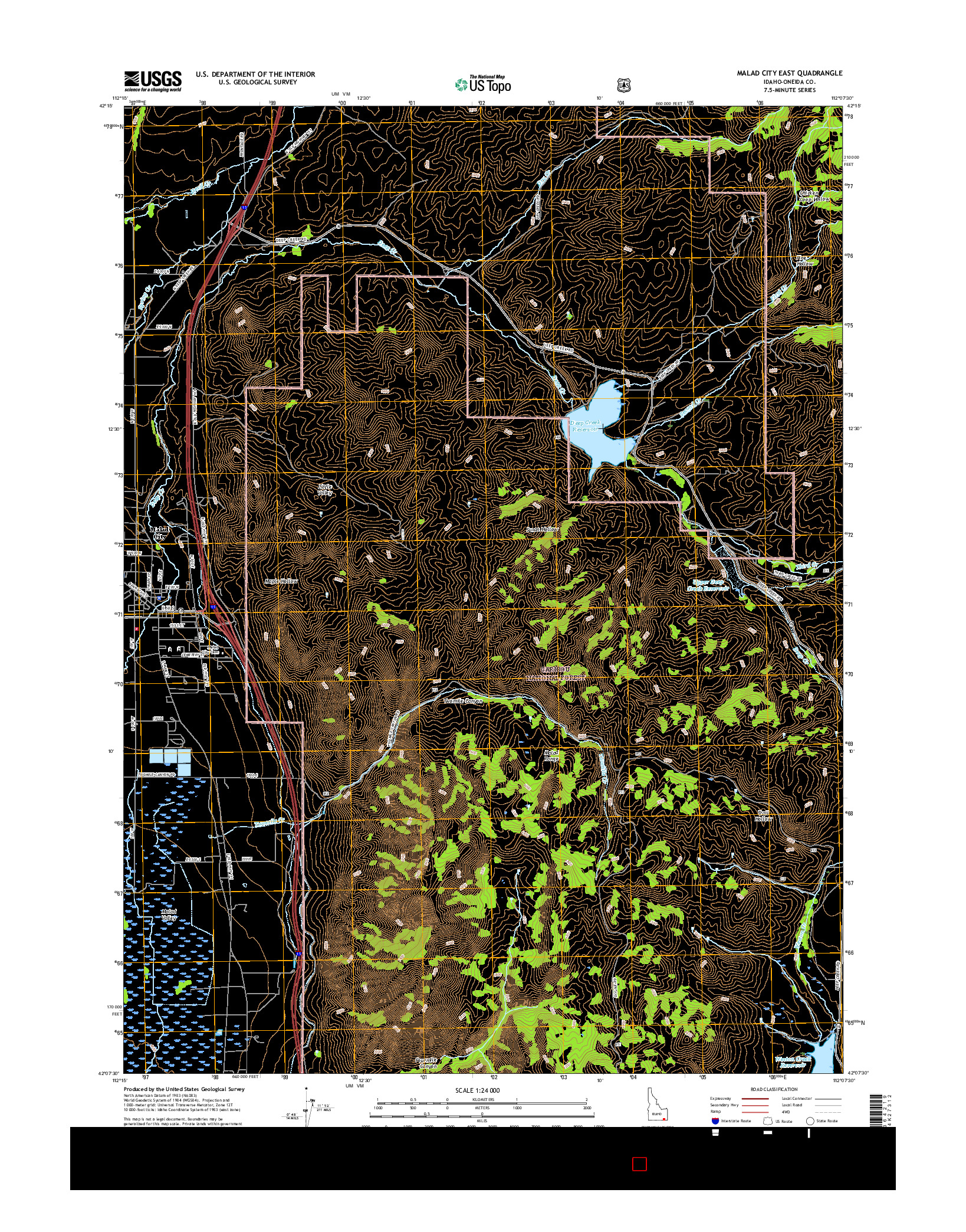 USGS US TOPO 7.5-MINUTE MAP FOR MALAD CITY EAST, ID 2017