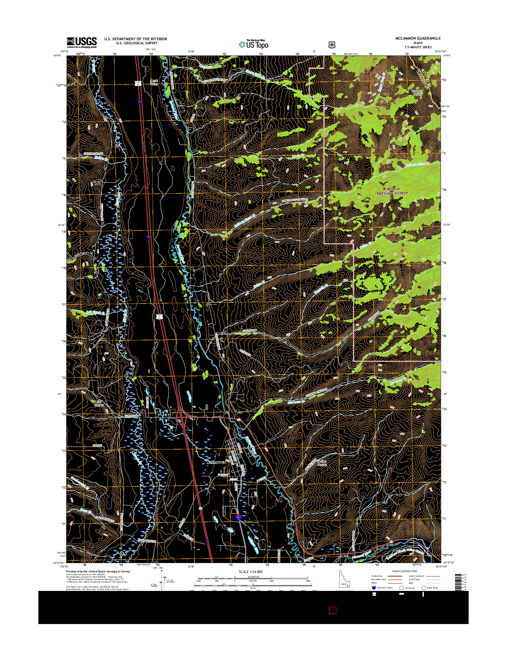 USGS US TOPO 7.5-MINUTE MAP FOR MCCAMMON, ID 2017