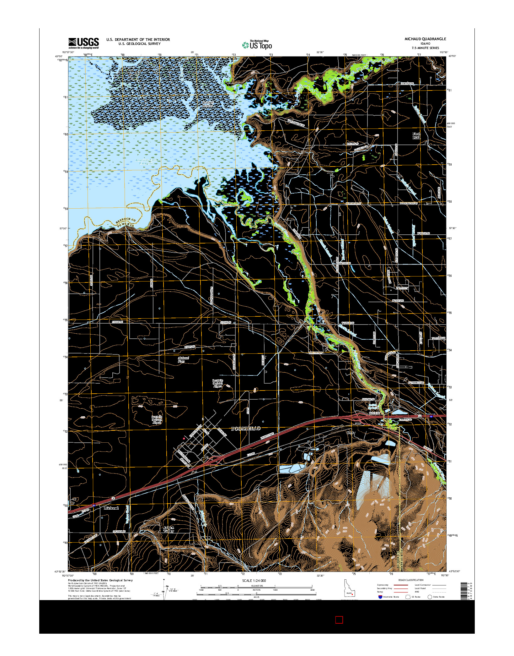 USGS US TOPO 7.5-MINUTE MAP FOR MICHAUD, ID 2017
