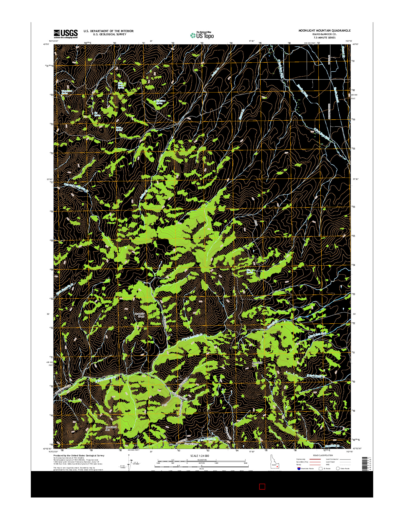 USGS US TOPO 7.5-MINUTE MAP FOR MOONLIGHT MOUNTAIN, ID 2017