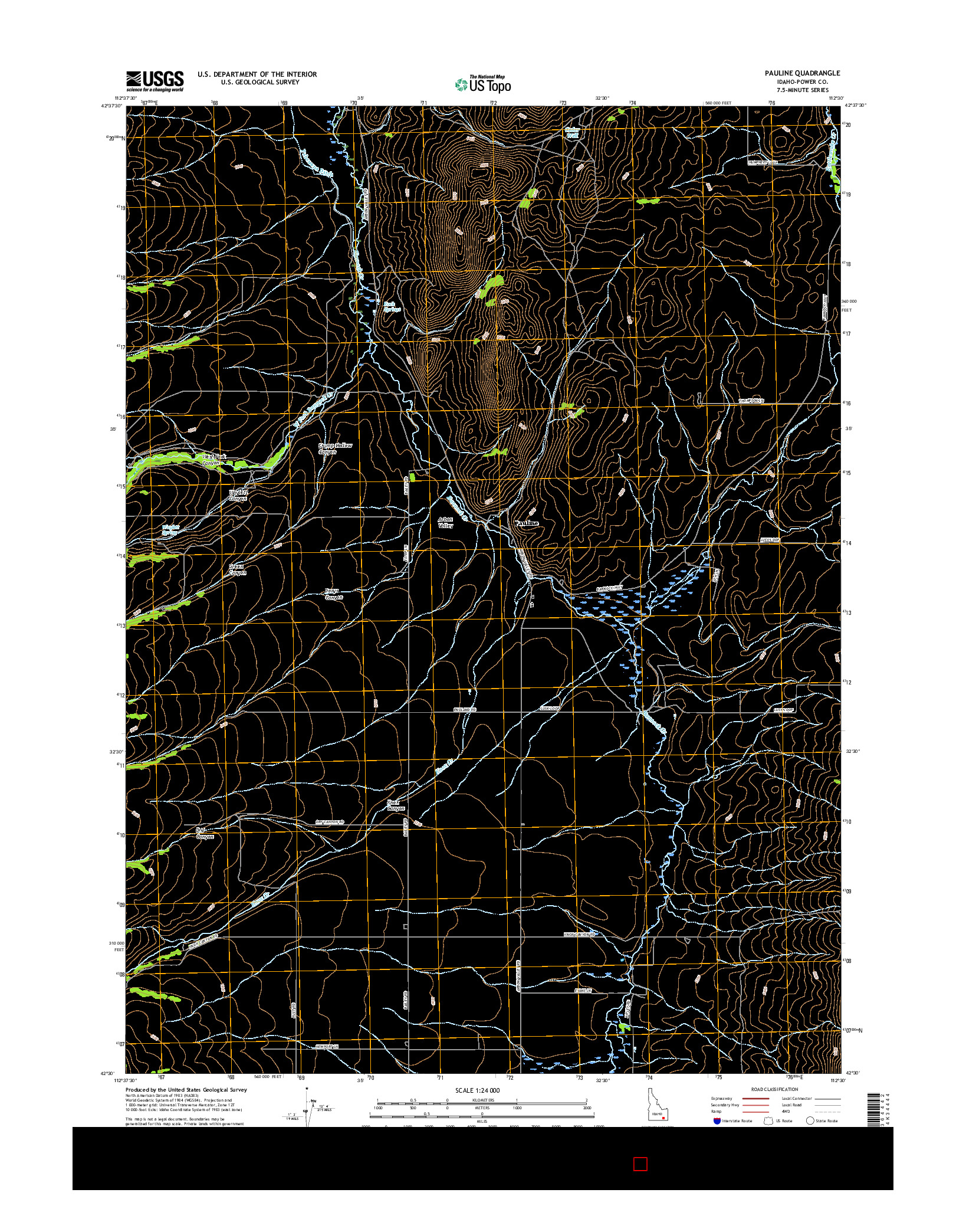 USGS US TOPO 7.5-MINUTE MAP FOR PAULINE, ID 2017