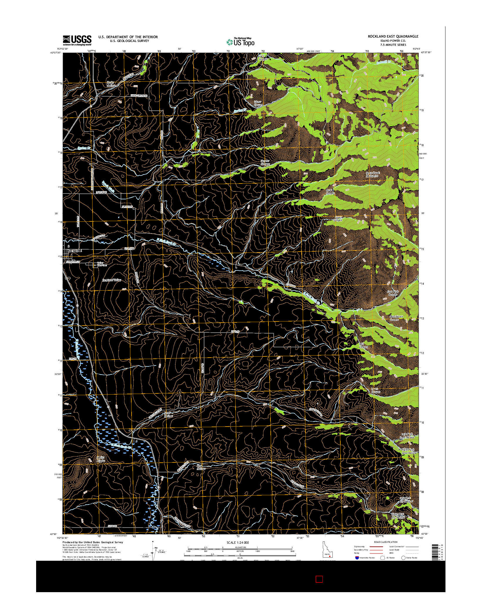USGS US TOPO 7.5-MINUTE MAP FOR ROCKLAND EAST, ID 2017