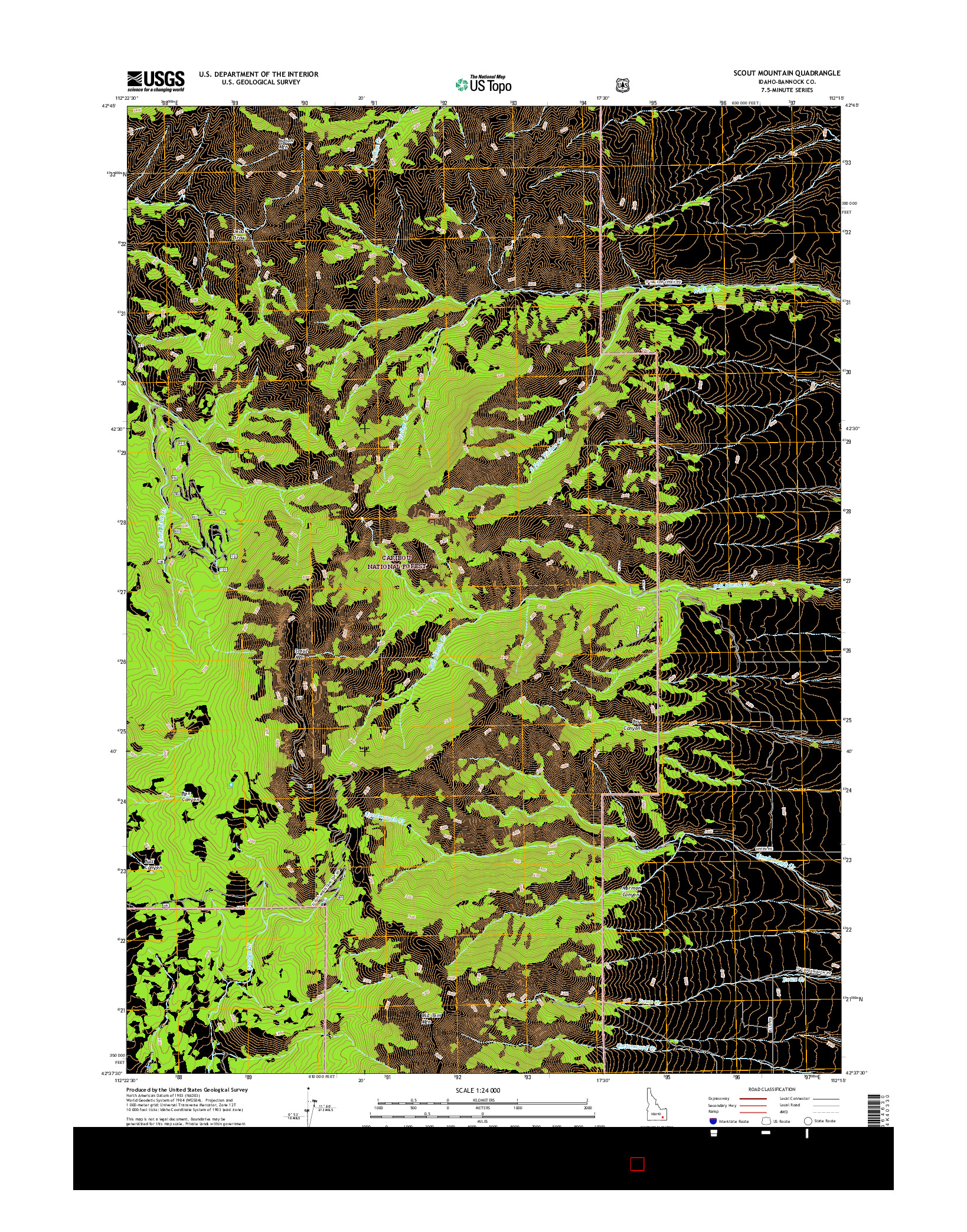 USGS US TOPO 7.5-MINUTE MAP FOR SCOUT MOUNTAIN, ID 2017