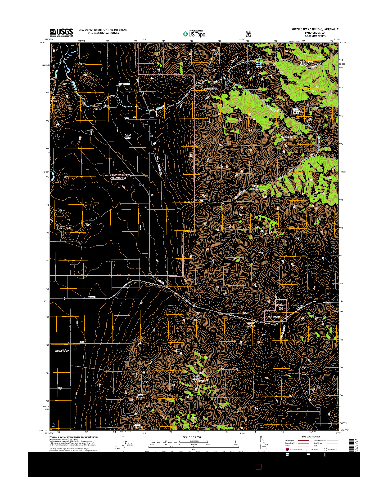 USGS US TOPO 7.5-MINUTE MAP FOR SHEEP CREEK SPRING, ID 2017