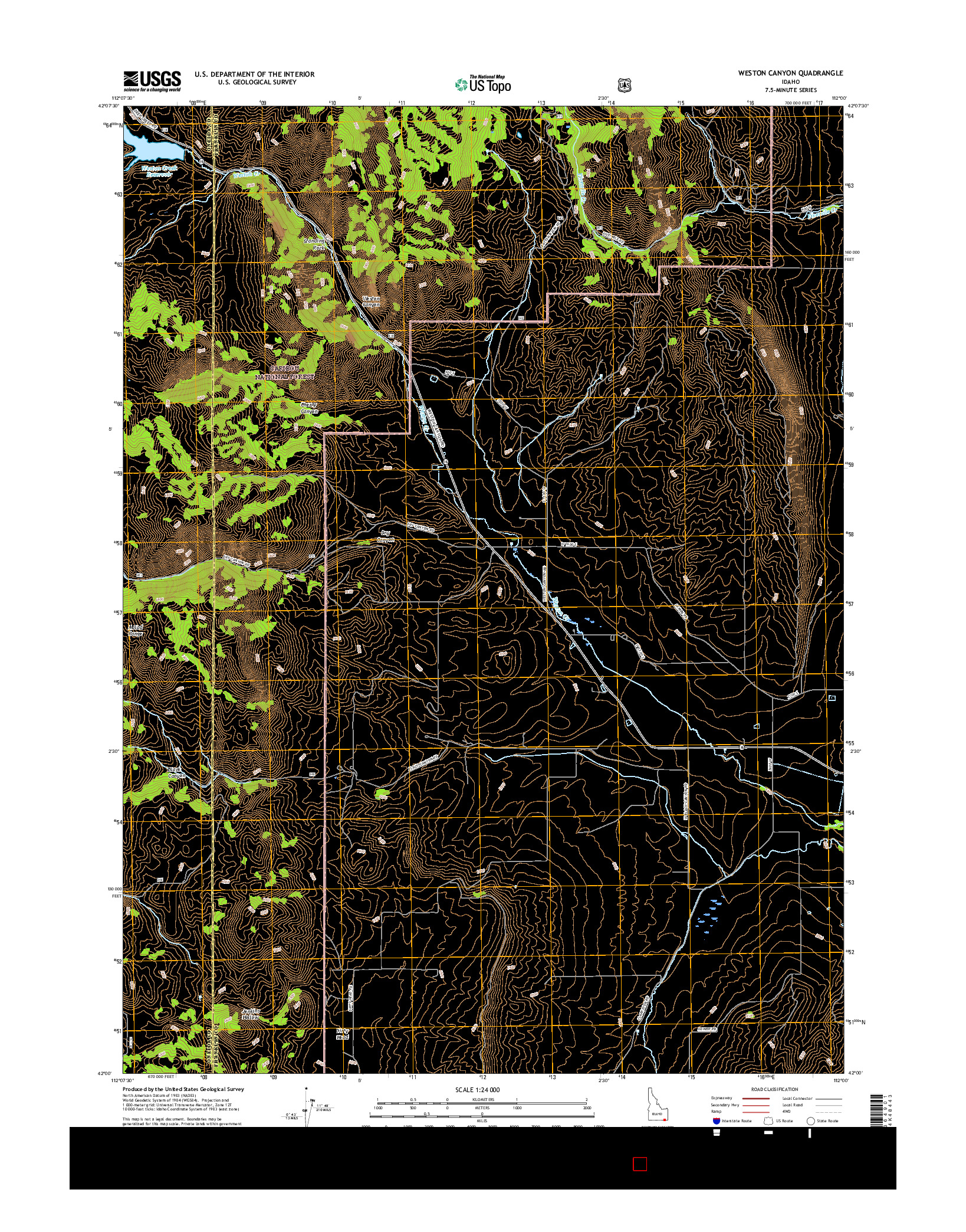 USGS US TOPO 7.5-MINUTE MAP FOR WESTON CANYON, ID 2017