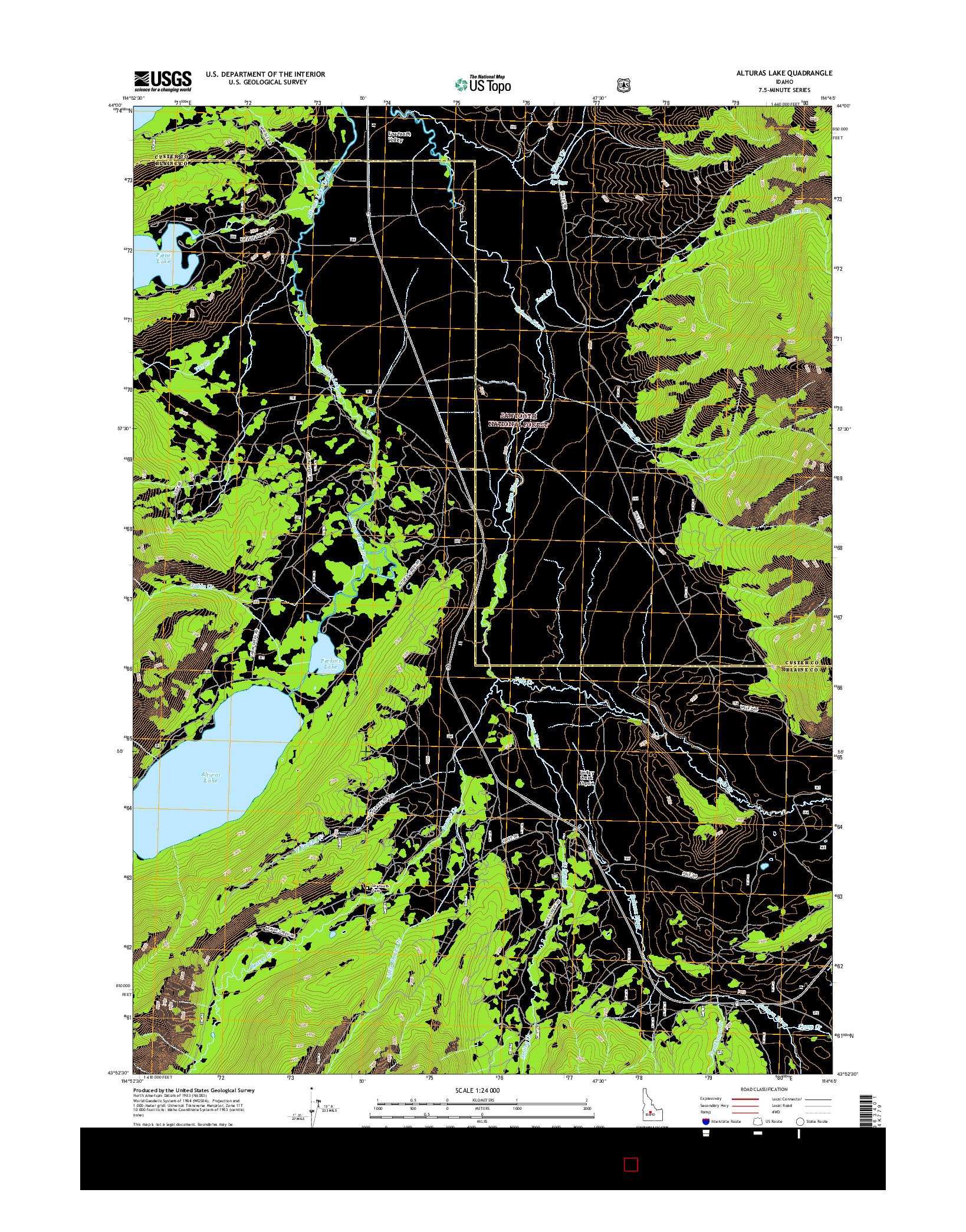 USGS US TOPO 7.5-MINUTE MAP FOR ALTURAS LAKE, ID 2017