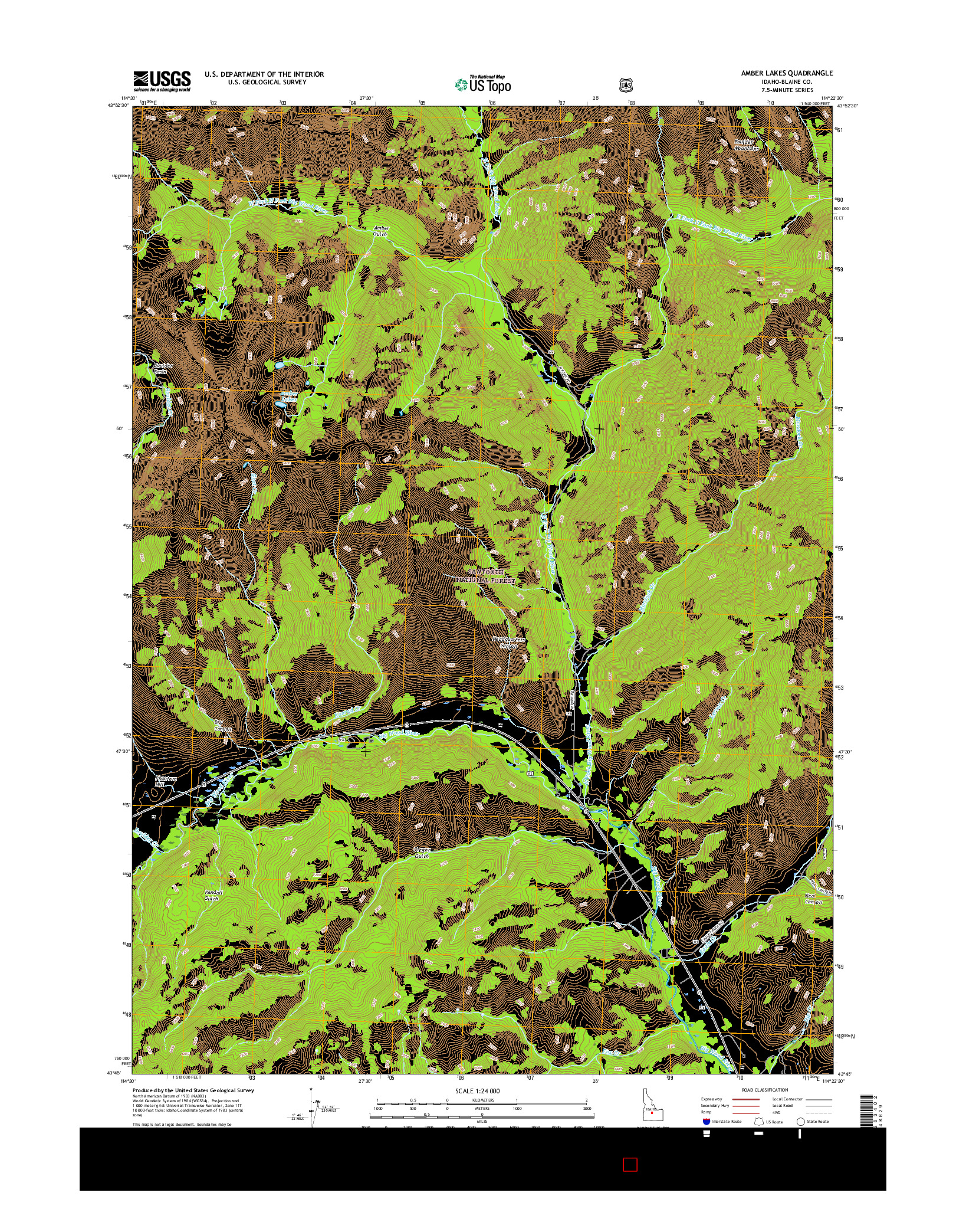 USGS US TOPO 7.5-MINUTE MAP FOR AMBER LAKES, ID 2017