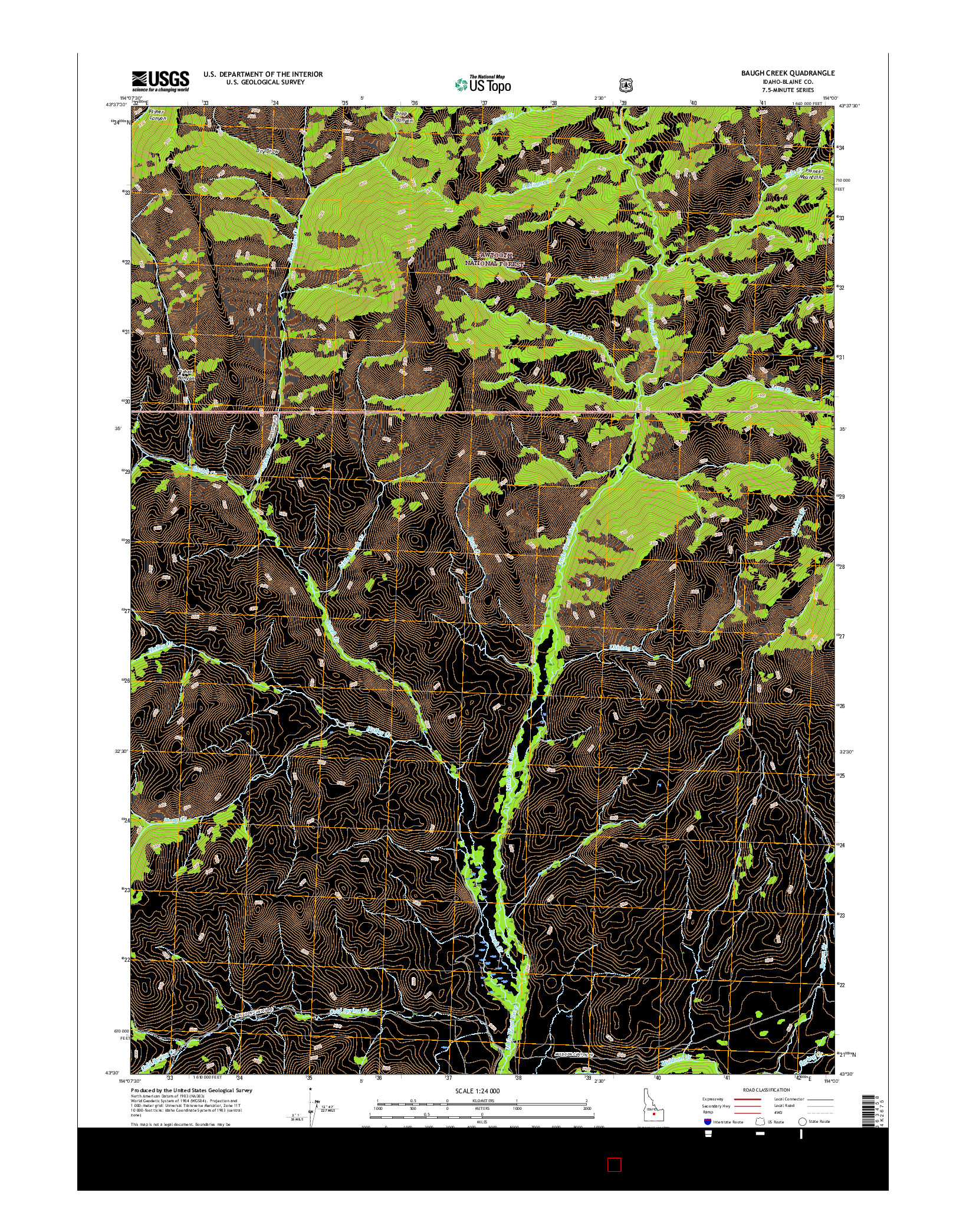 USGS US TOPO 7.5-MINUTE MAP FOR BAUGH CREEK, ID 2017
