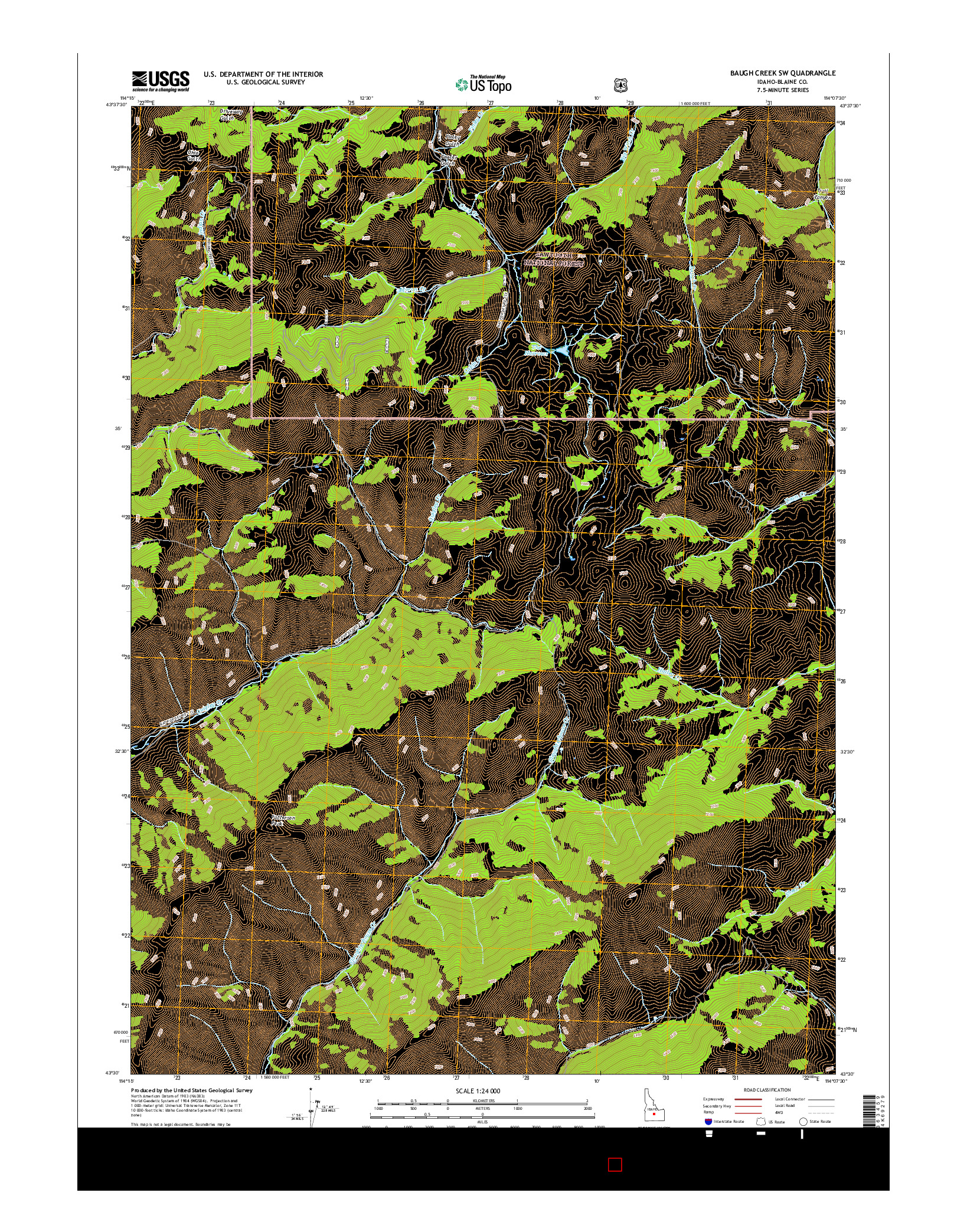 USGS US TOPO 7.5-MINUTE MAP FOR BAUGH CREEK SW, ID 2017