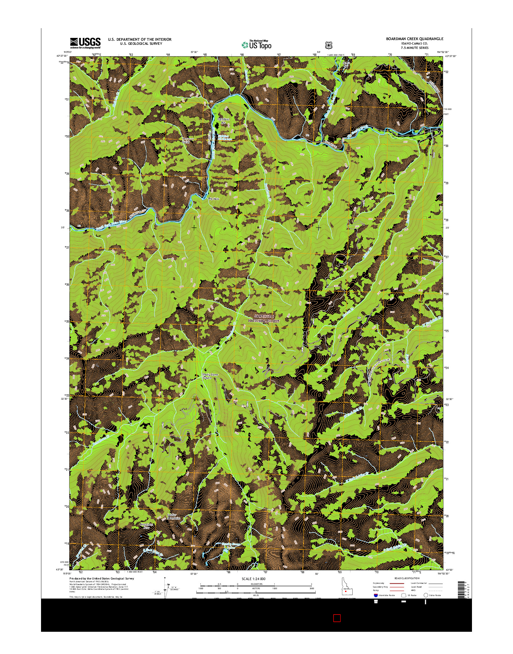 USGS US TOPO 7.5-MINUTE MAP FOR BOARDMAN CREEK, ID 2017