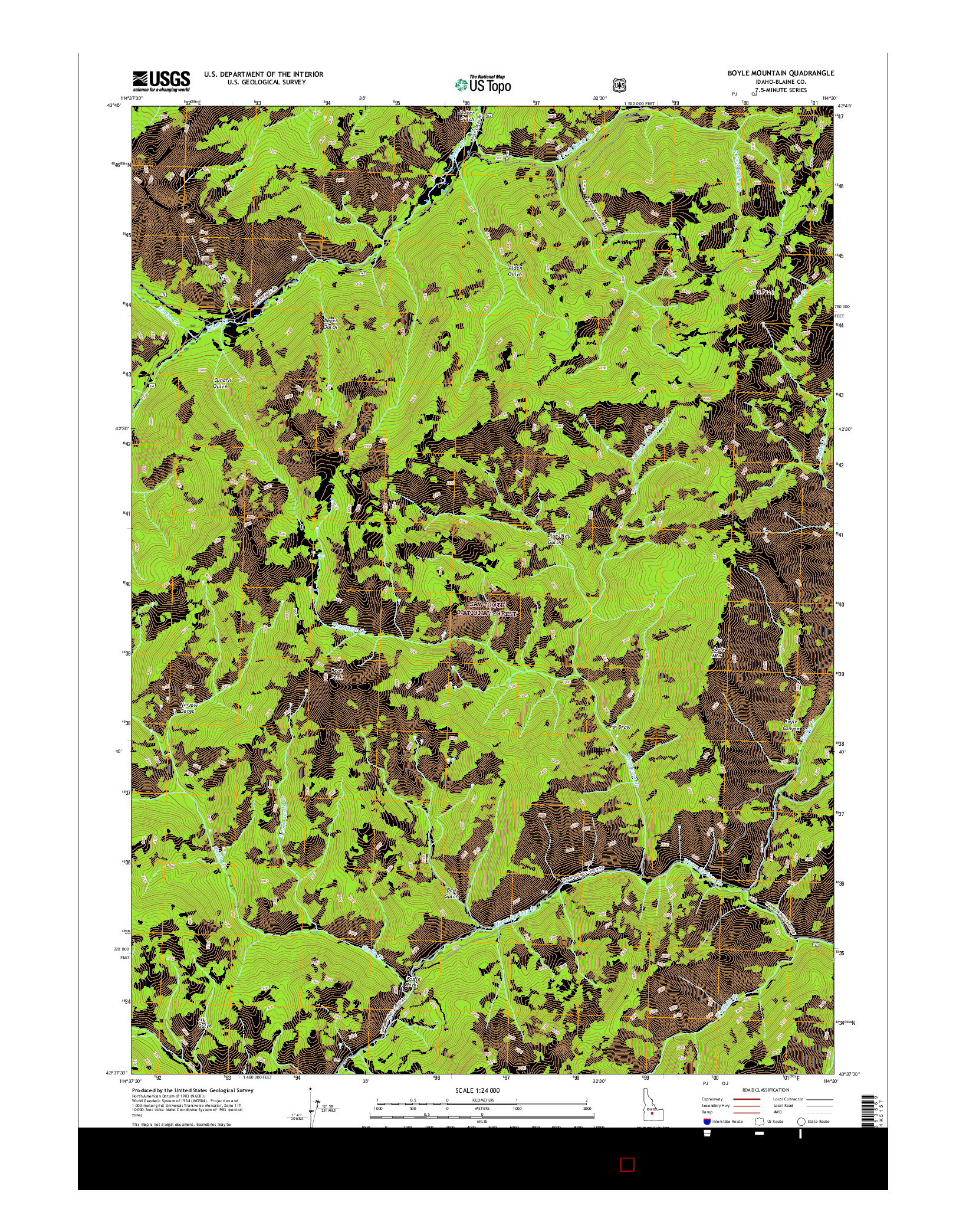 USGS US TOPO 7.5-MINUTE MAP FOR BOYLE MOUNTAIN, ID 2017