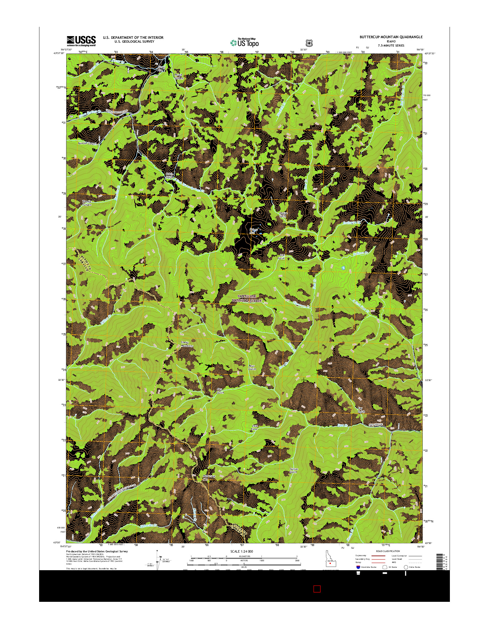 USGS US TOPO 7.5-MINUTE MAP FOR BUTTERCUP MOUNTAIN, ID 2017