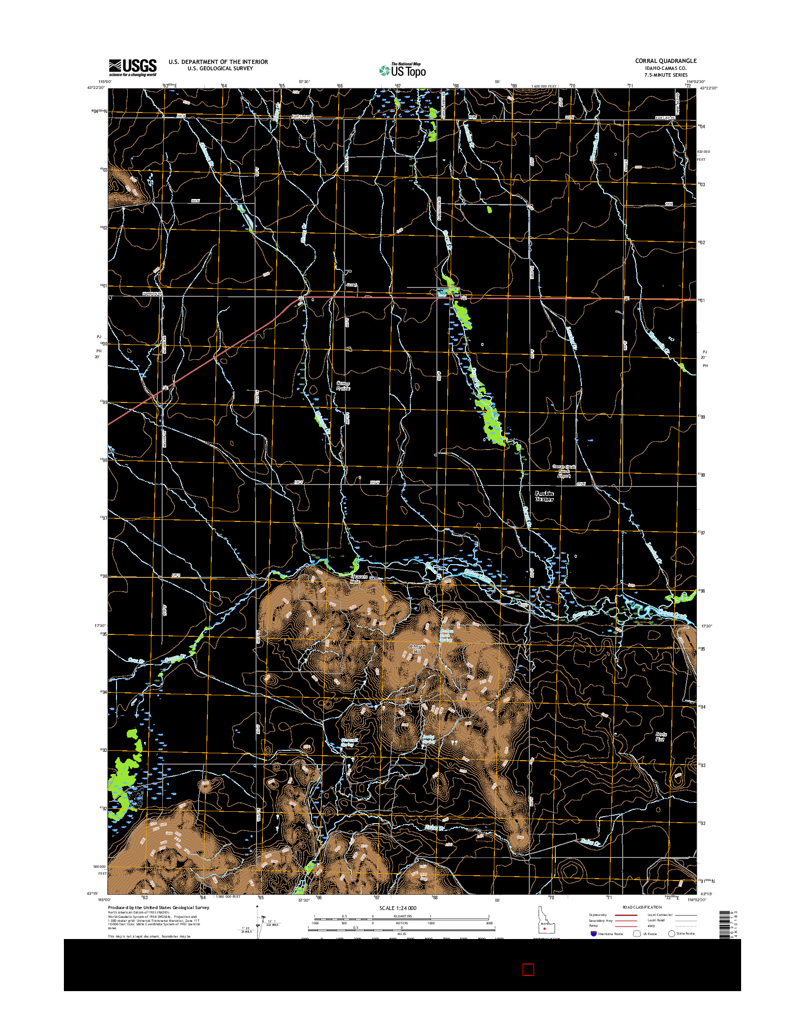 USGS US TOPO 7.5-MINUTE MAP FOR CORRAL, ID 2017